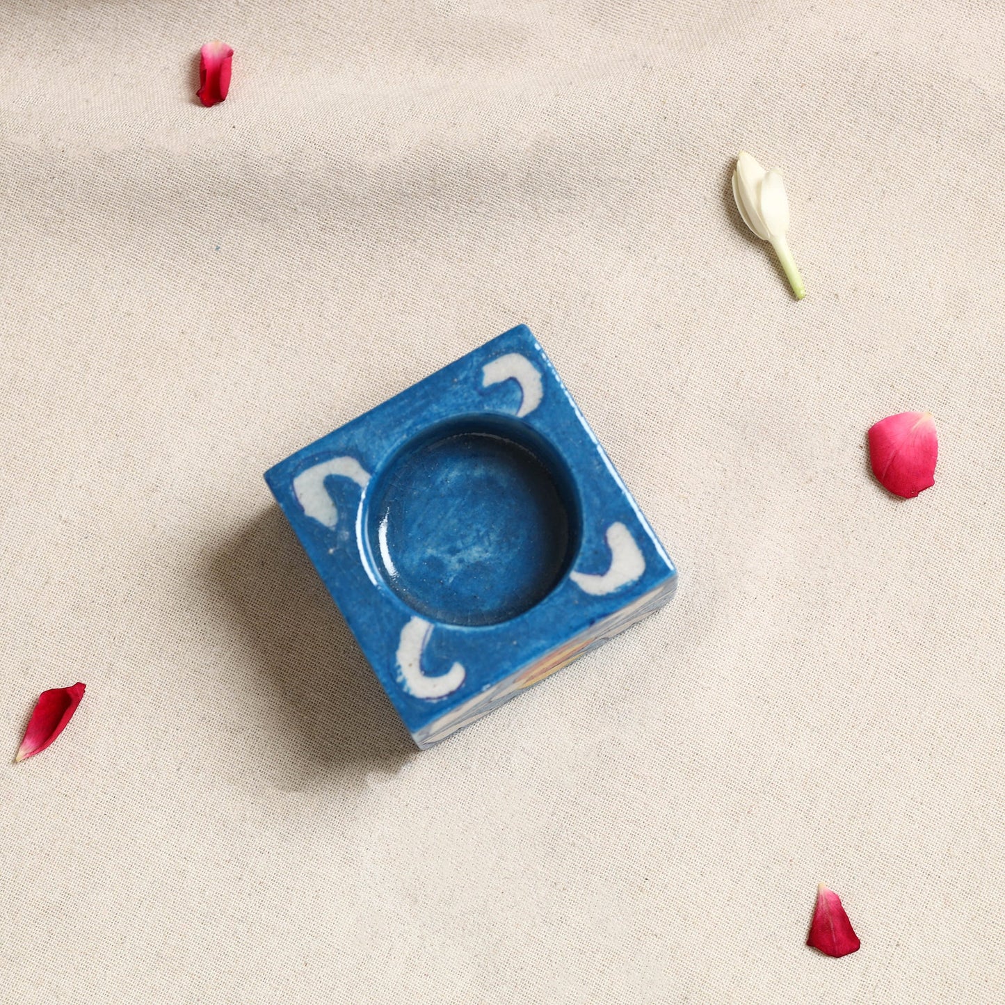 Blue Pottery Ceramic Candle Holder