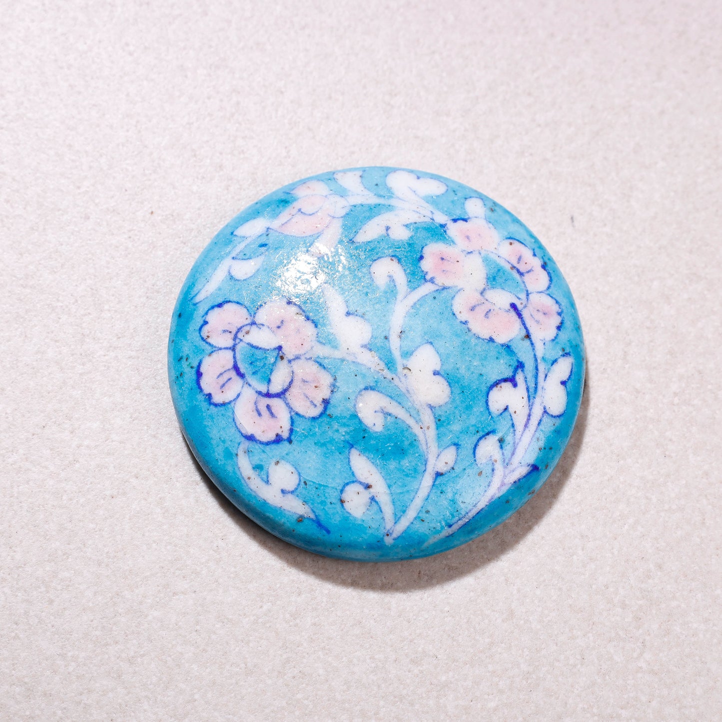 Original Blue Pottery Ceramic Tile Hand Mirror
