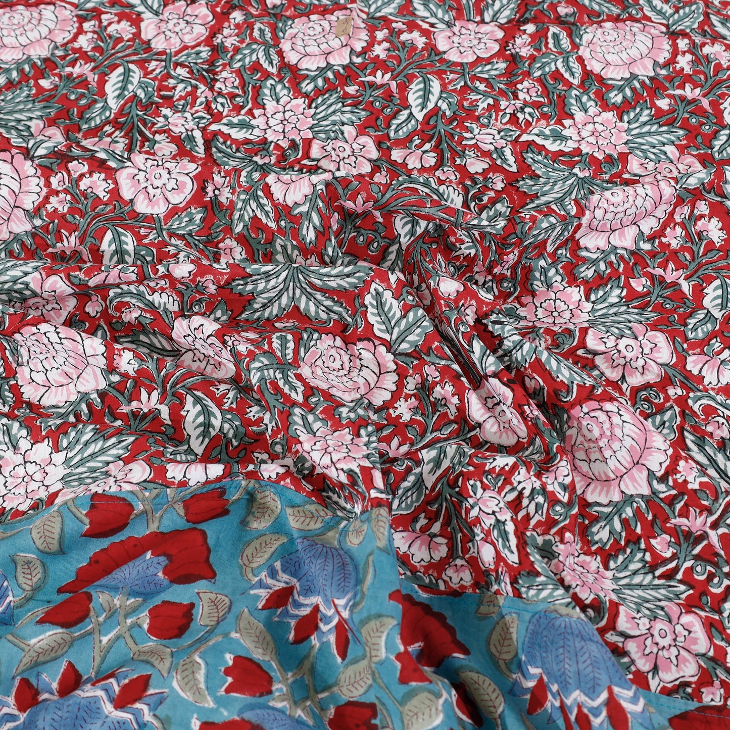 Block Print Patchwork Cotton Sanganeri Bed Sheet