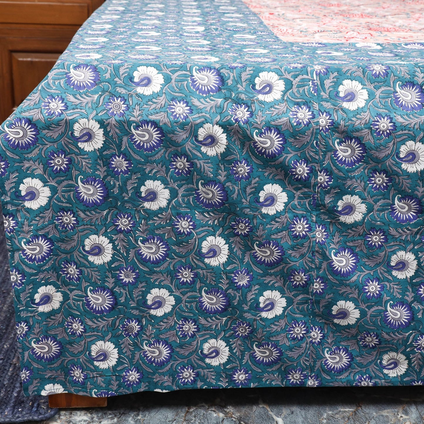 Patchwork hand double sanganeri bedsheet set (108 x 90 in)