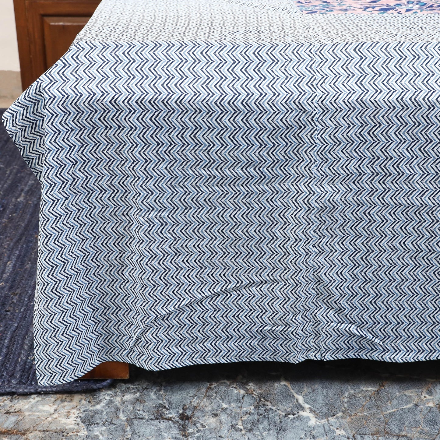 Patchwork hand double sanganeri bedsheet set (108 x 90 in)