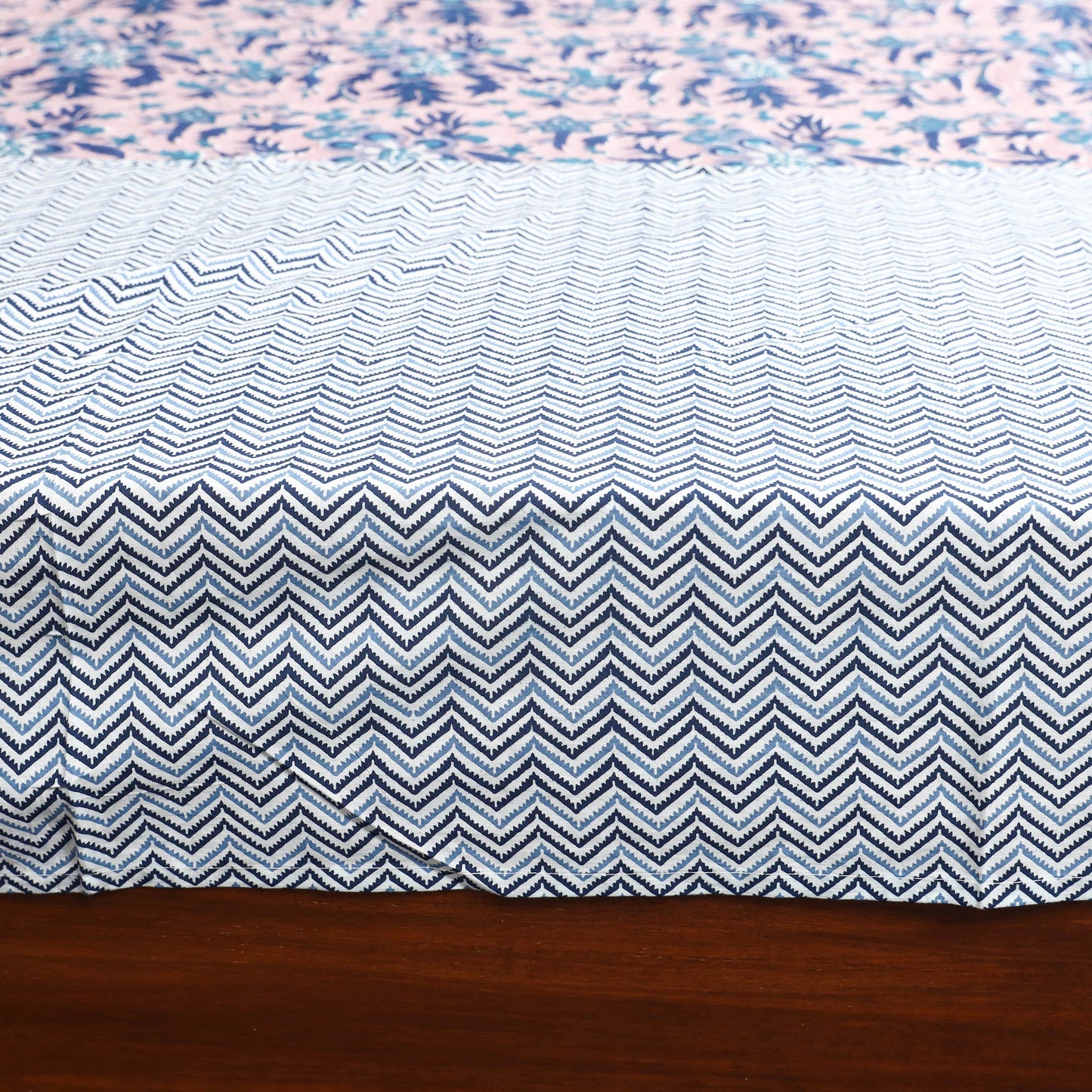 Patchwork hand double sanganeri bedsheet set (108 x 90 in)