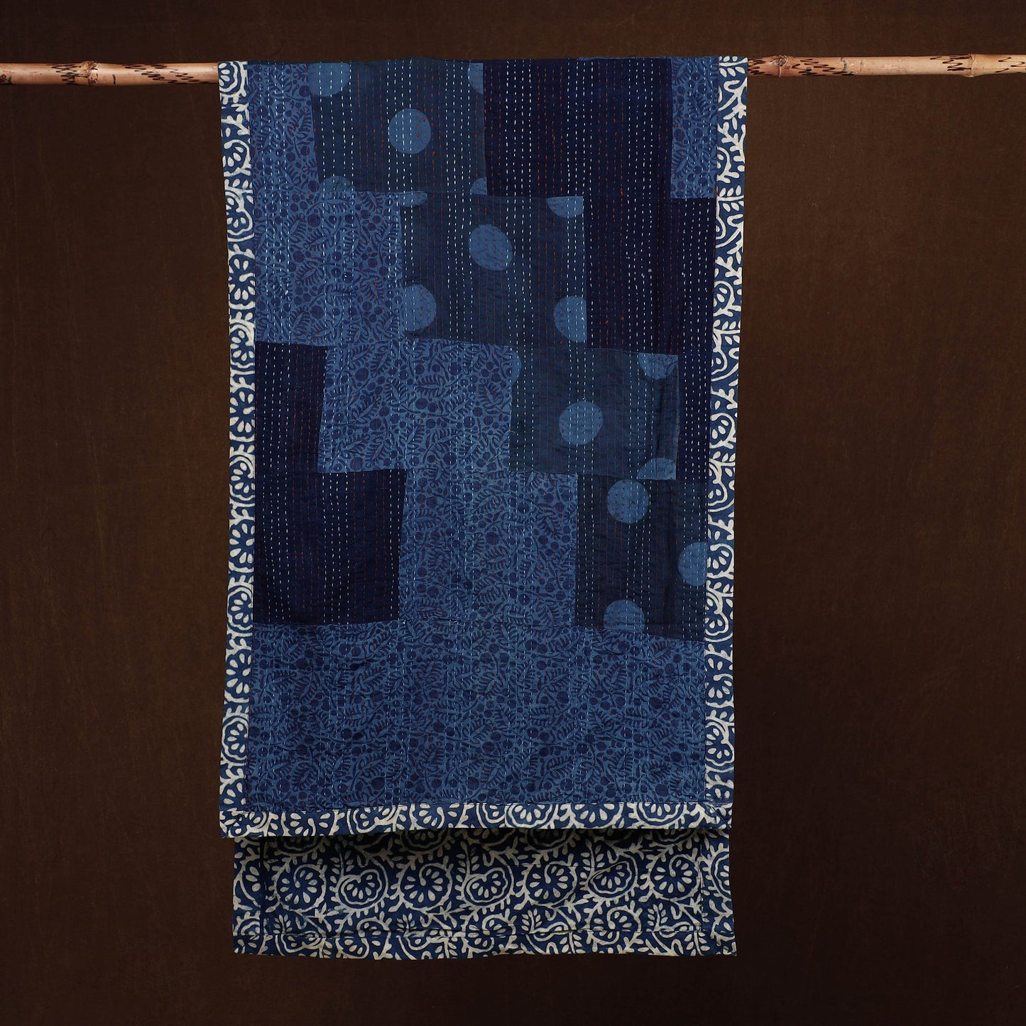 Patchwork Reversible Block Printed Tagai Cotton Stole Online at iTokri.com