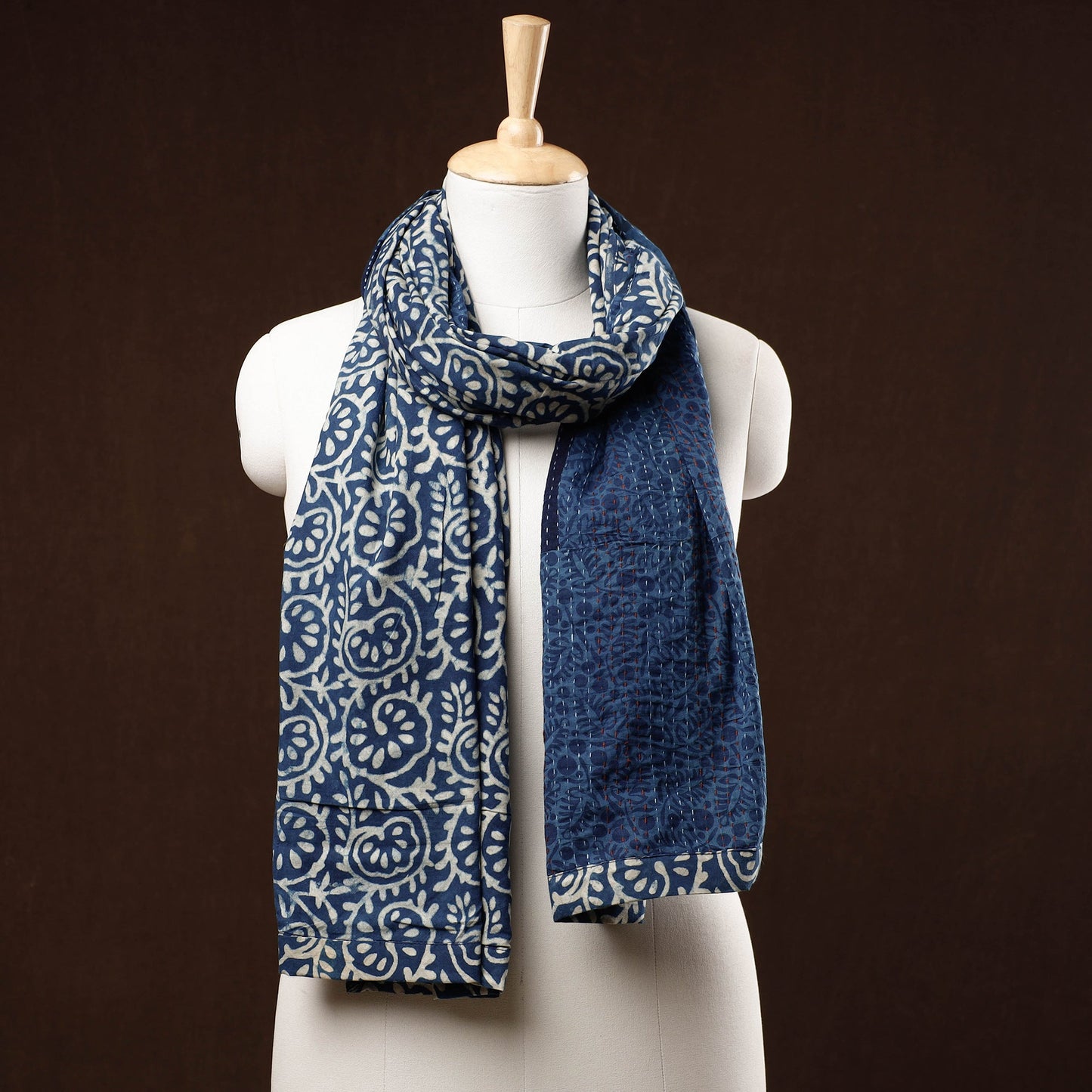 Patchwork Reversible Block Printed Tagai Cotton Stole Online at iTokri.com