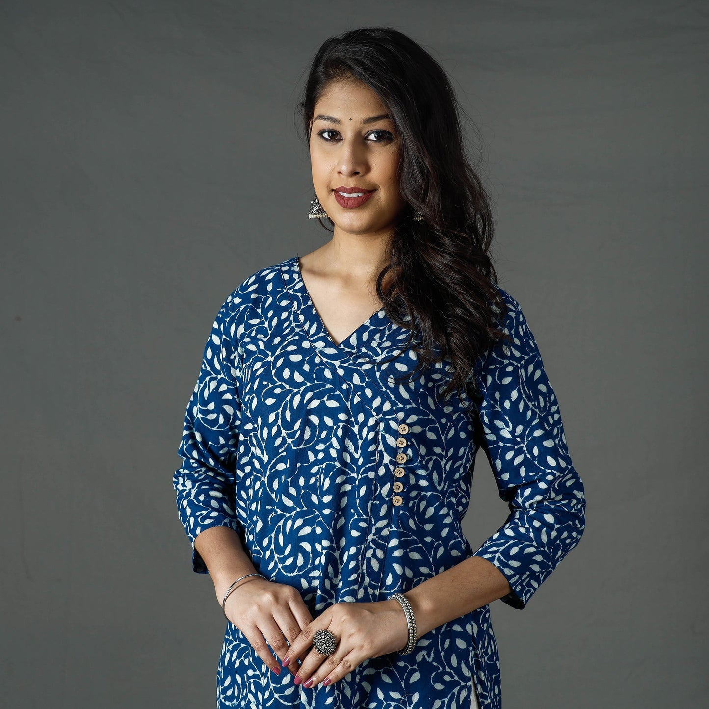 Buy Pipad Block Printed Cotton Long Kurta for Women