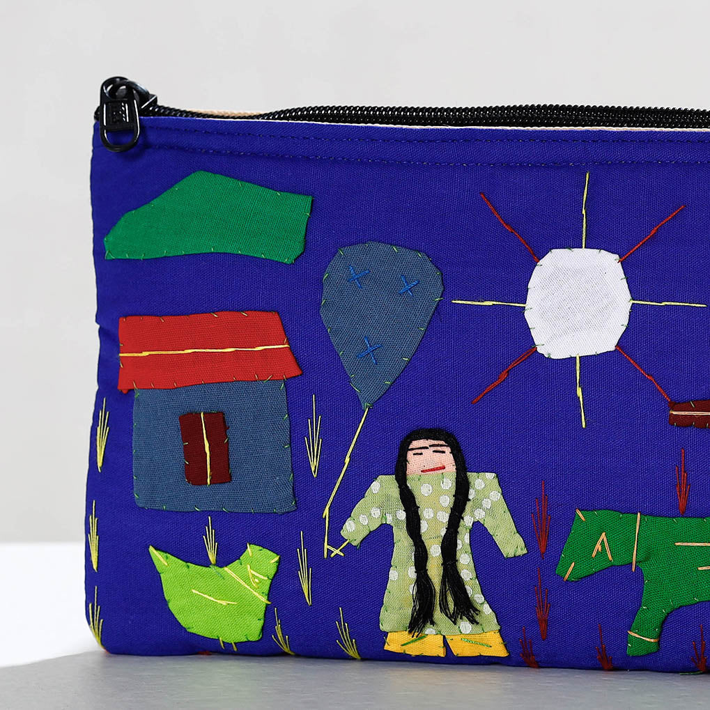 Pipli Applique Work Cotton Cosmetic Pouch