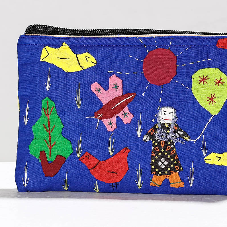 Pipli Applique Work Cotton Cosmetic Pouch