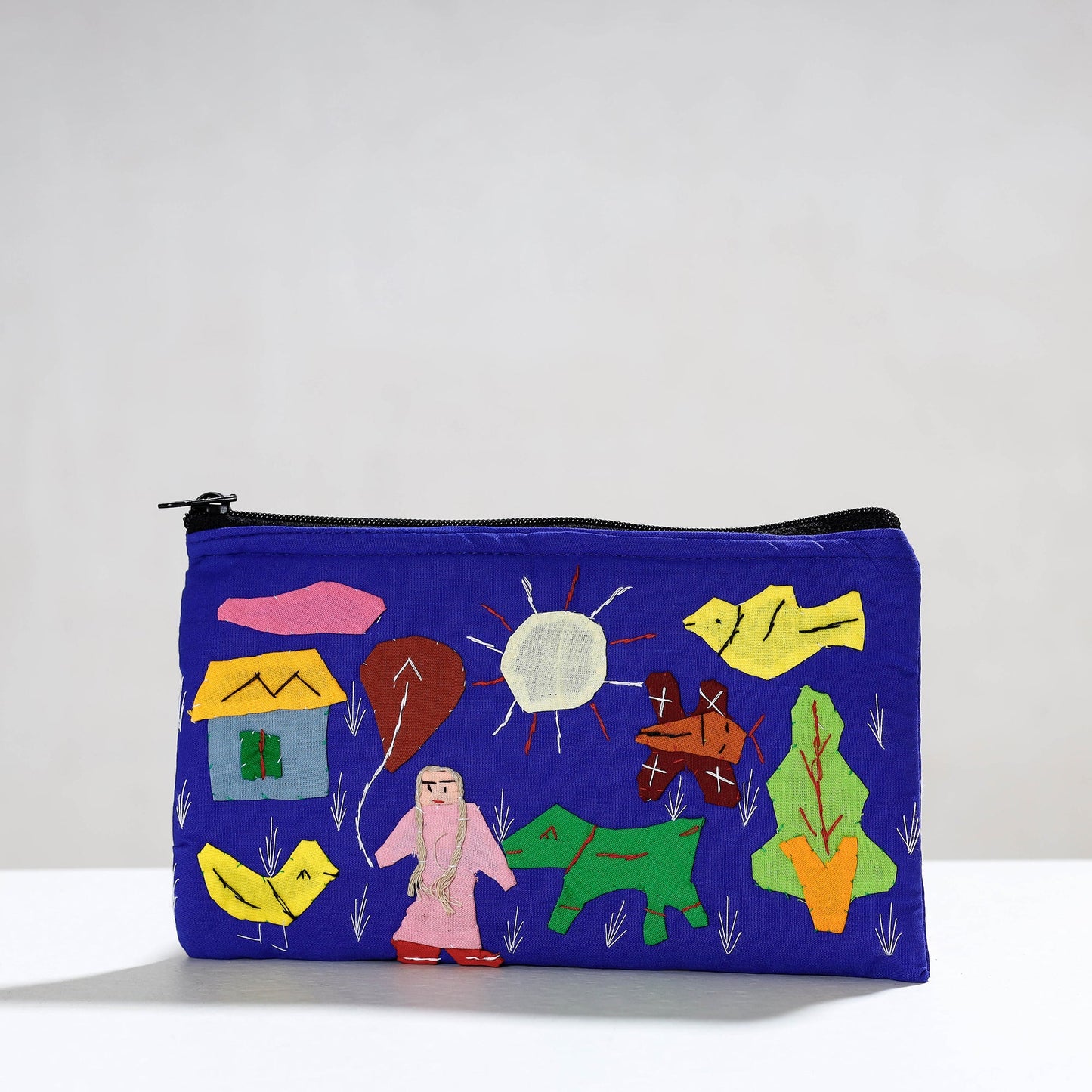 Pipli Applique Work Cotton Cosmetic Pouch