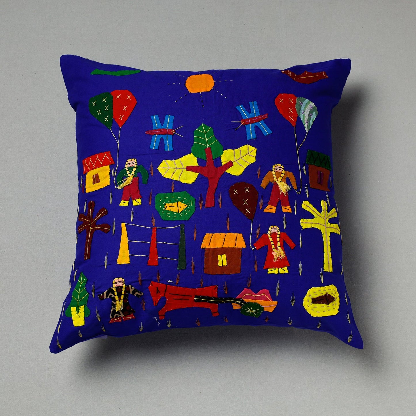 Pipli Applique Work Cotton Cushion Cover (16 x 16 in) Assorted Online at iTokri.com