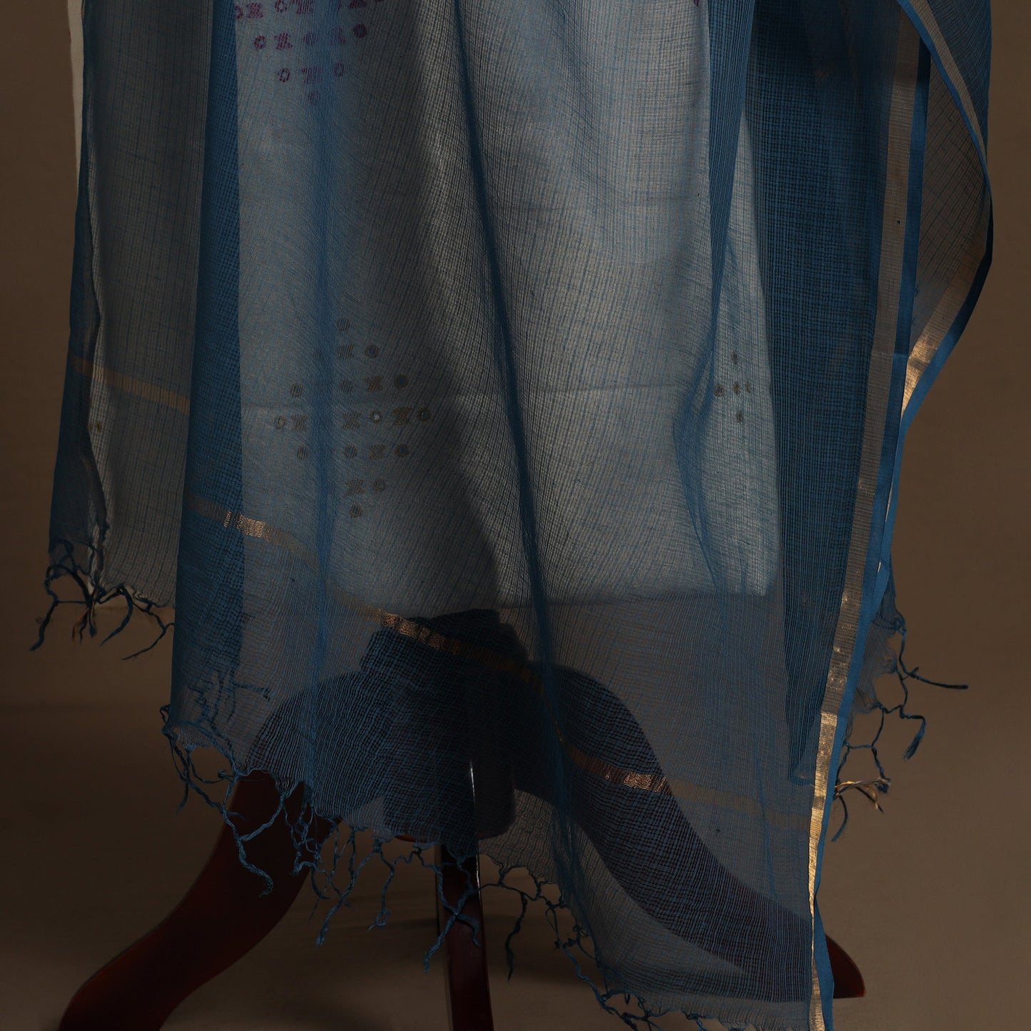 Blue Plain Cotton Kota Doria Dupatta