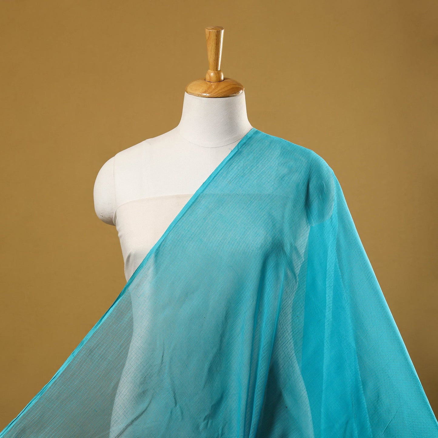 Blue - plain cotton kota doria fabric 12 - handcrafted