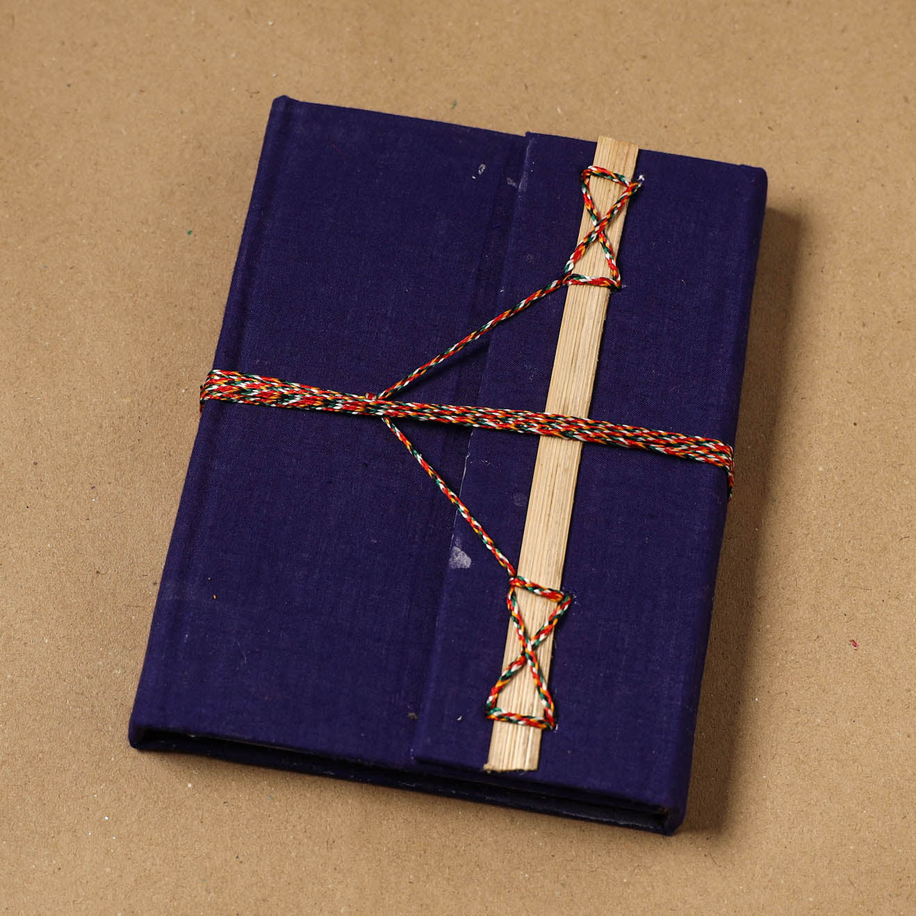 Plain fabric cover handmade paper notebook with thread lock