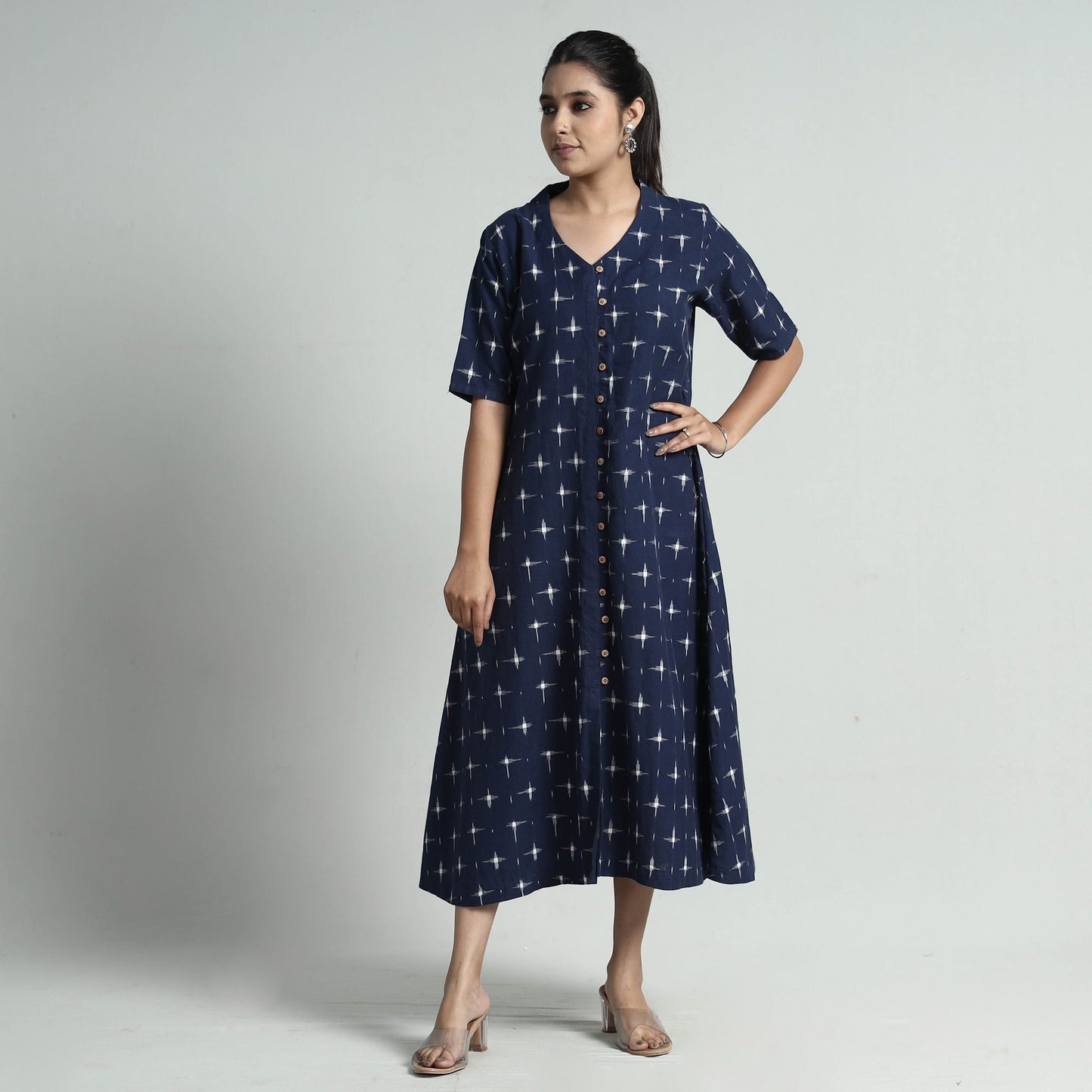 Pochampally Double Ikat Weave Cotton Dress Online l iTokri.com