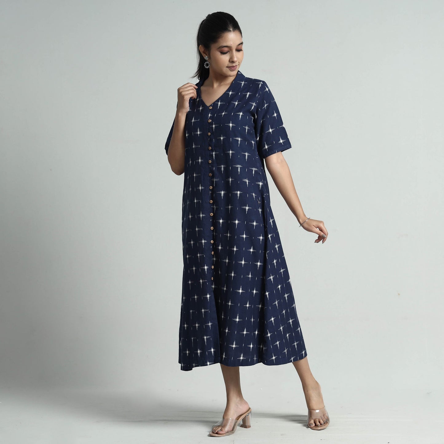 Pochampally Double Ikat Weave Cotton Dress Online l iTokri.com