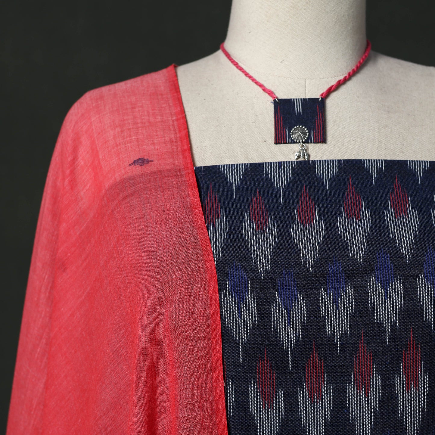Pochampally ikat cotton 2pc unstitched dress material
