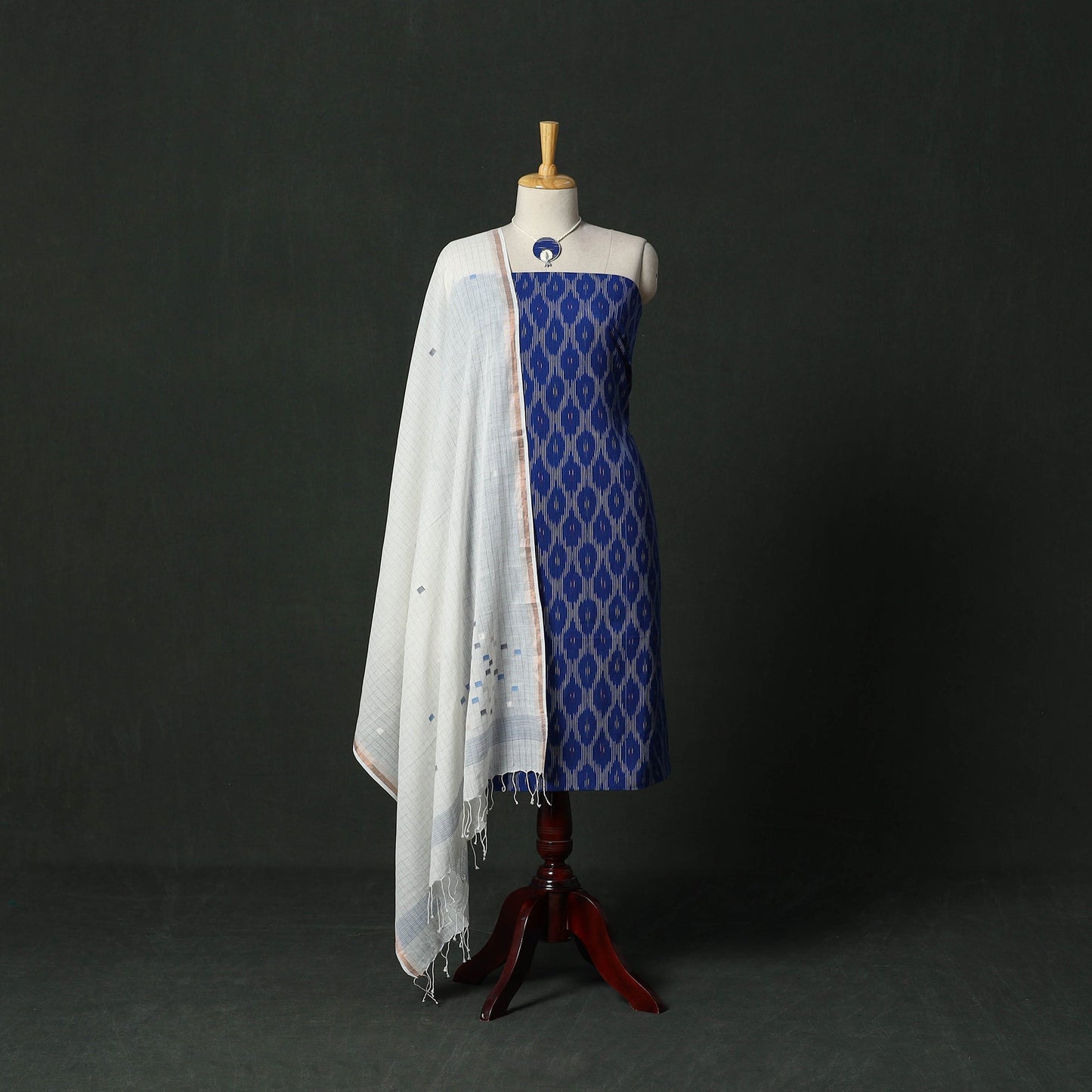 Pochampally ikat cotton 2pc unstitched dress material