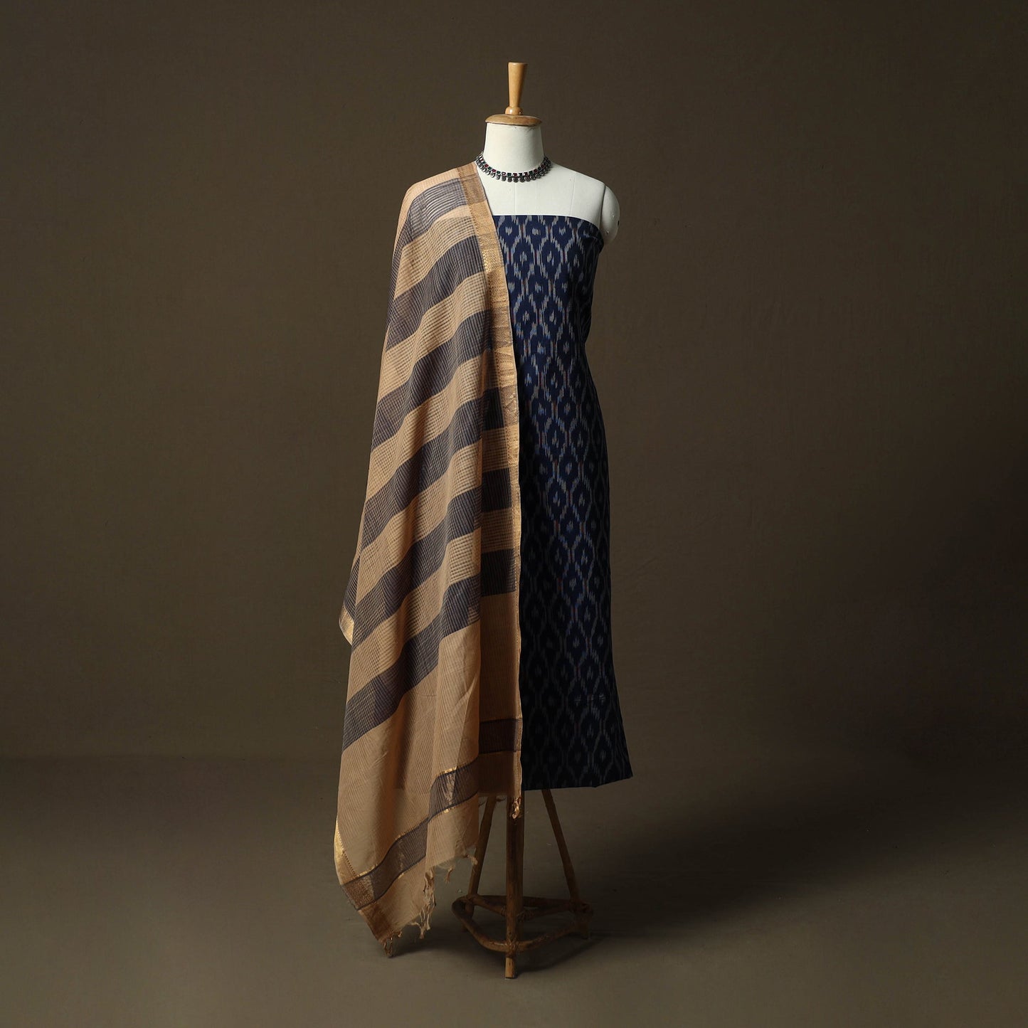 Pochampally ikat cotton 2pc unstitched dress material kurta