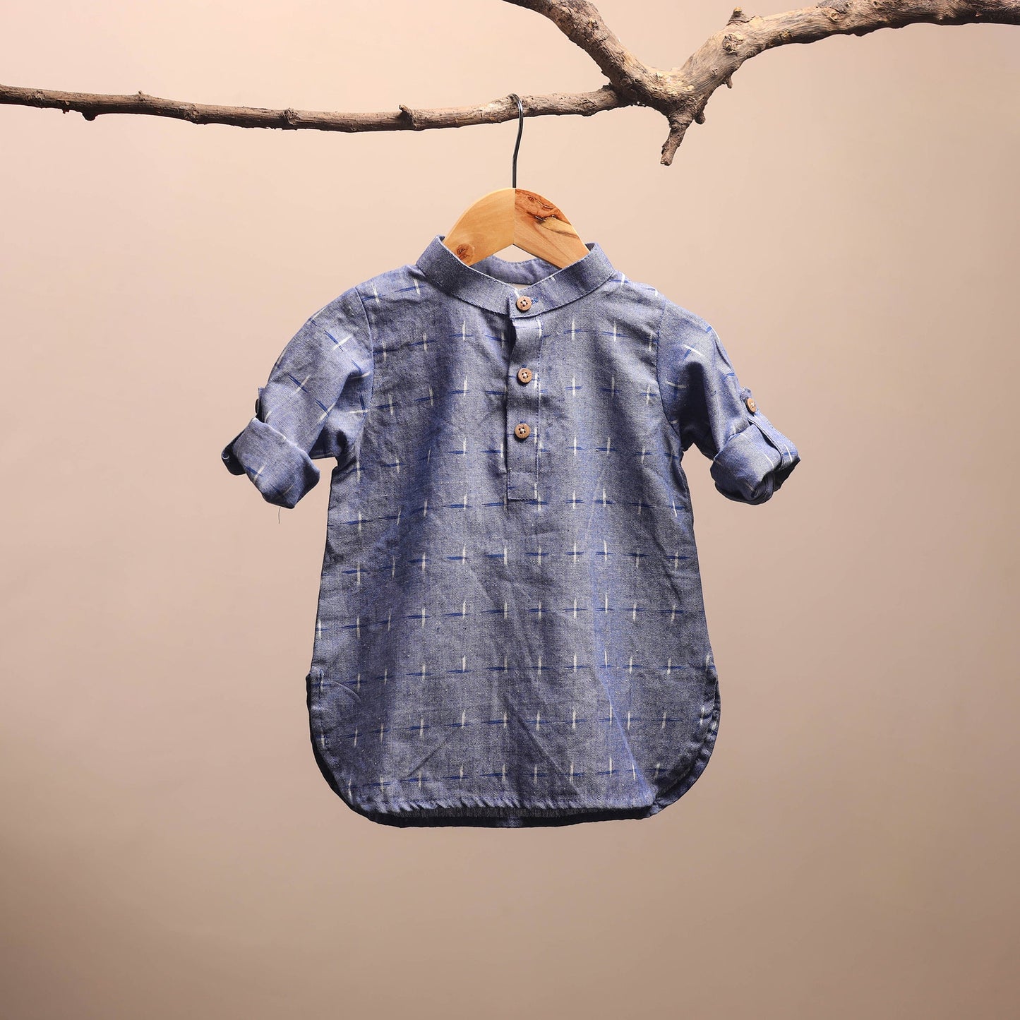 Blue - pochampally ikat cotton kids kurta (6-12 months) 35