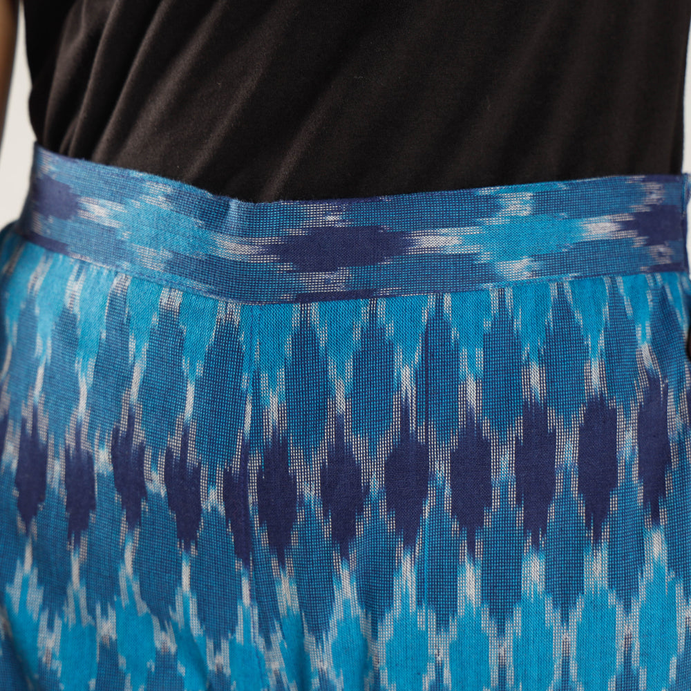 Ikat Cotton Blue Tapered Casual Pant for Women