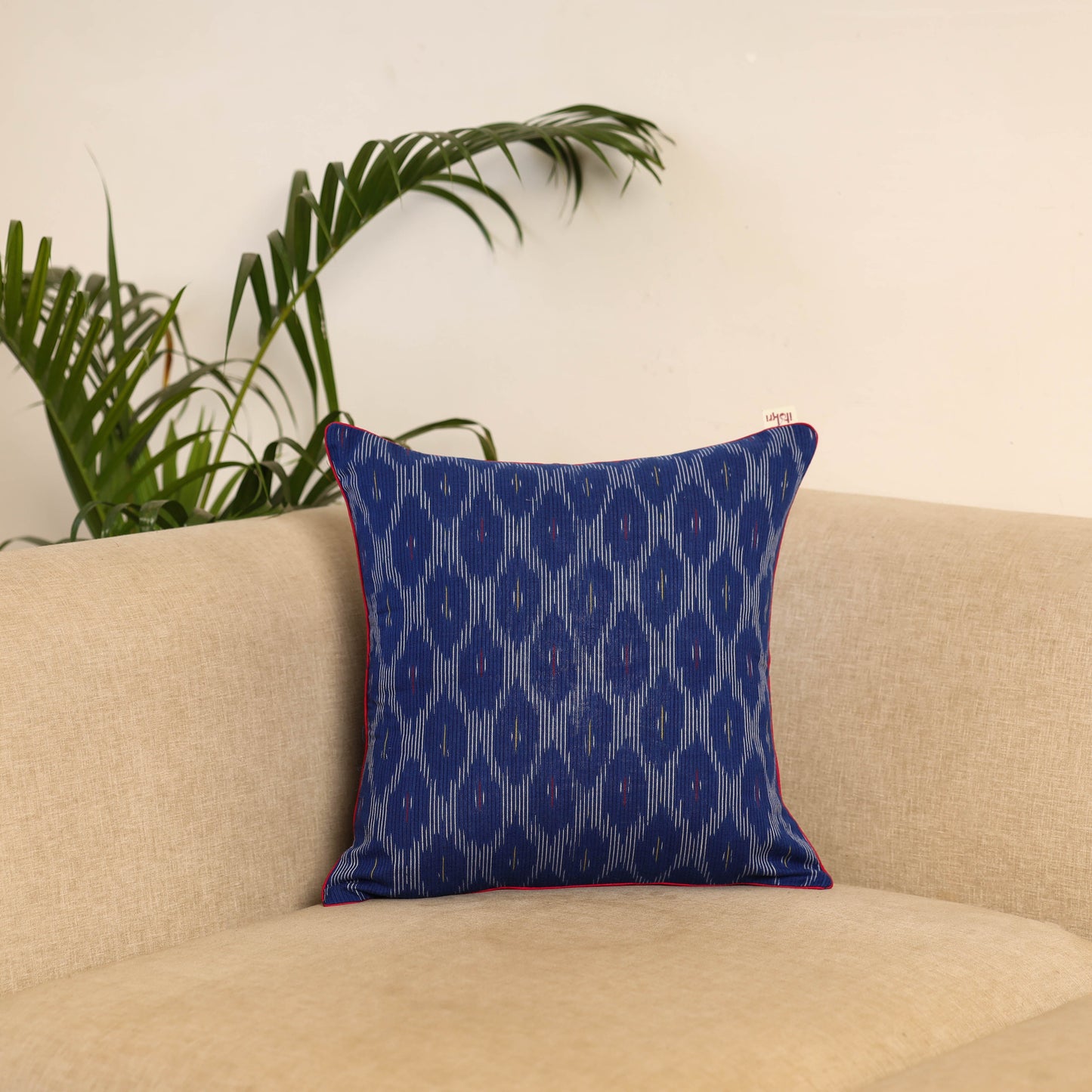 Blue - pochampally ikat cushion cover 05 - handcrafted