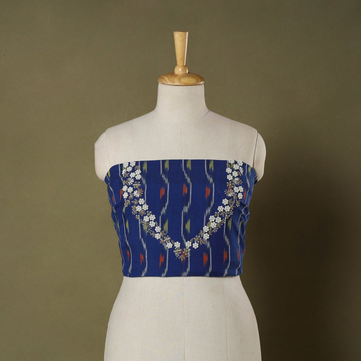 Pochampally Ikat Hand Embroidery Cotton Blouse Piece