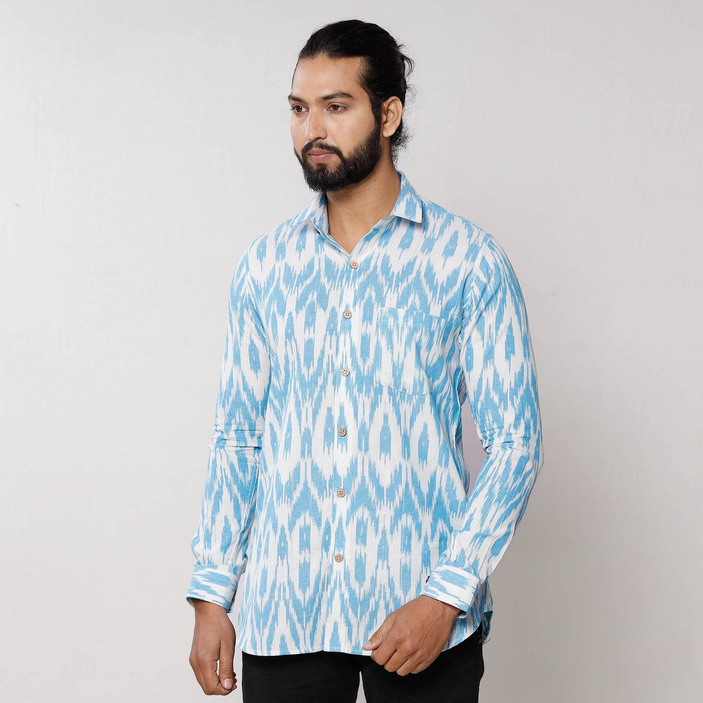 Pochampally Ikat Pure Cotton Men Full Sleeve Shirt