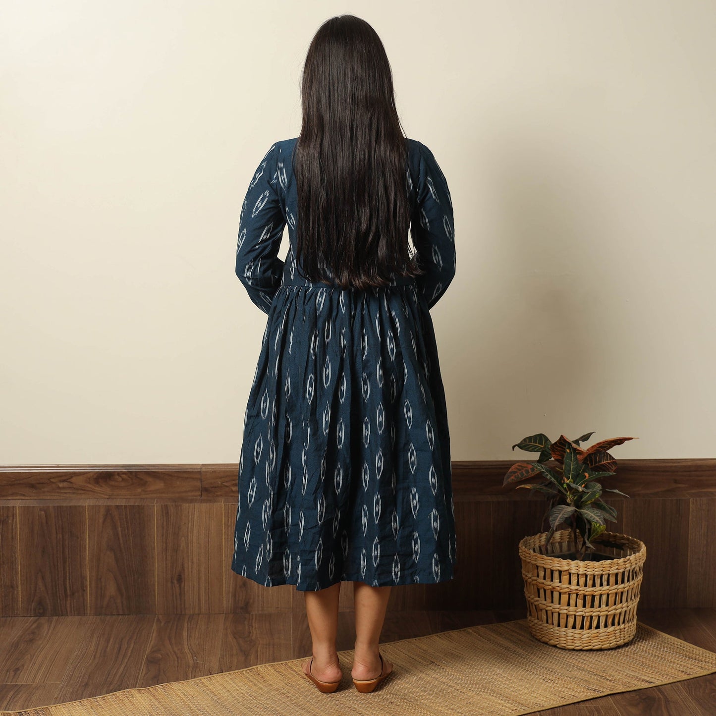Pochampally Ikat Weave Cotton Flared Dress 10