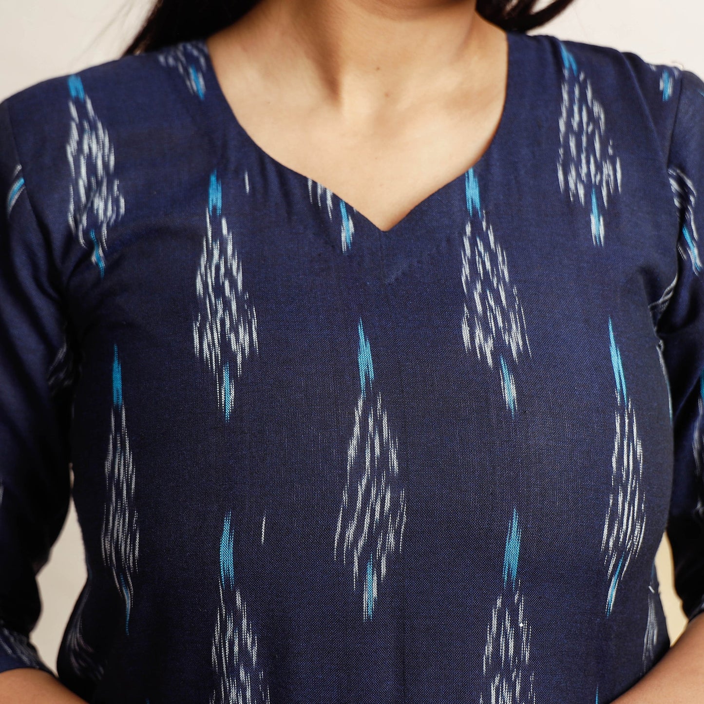 Buy Blue Pochampally Ikat Weave Cotton Long Kurta