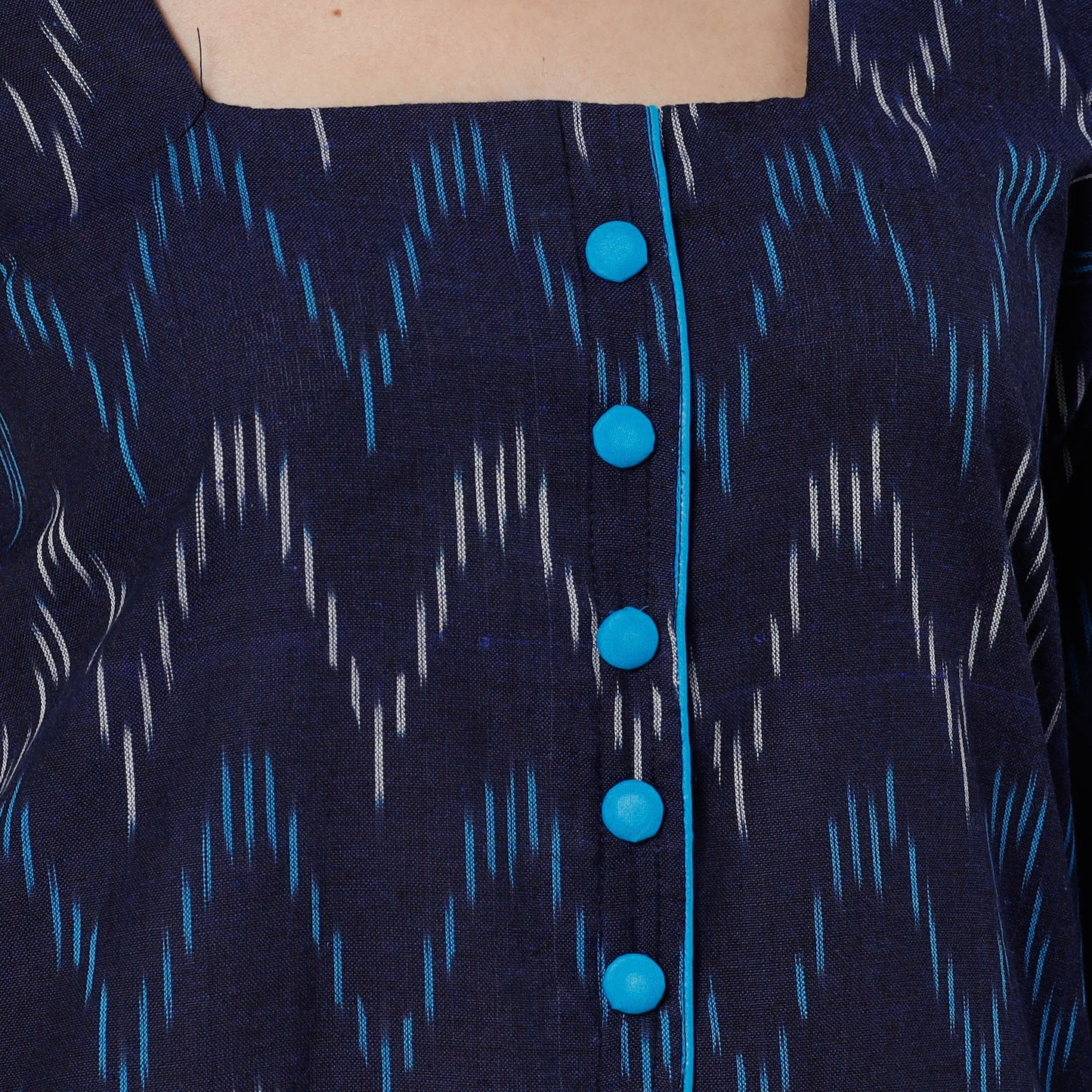 Pochampally Ikat Weave Cotton Long Straight Kurta