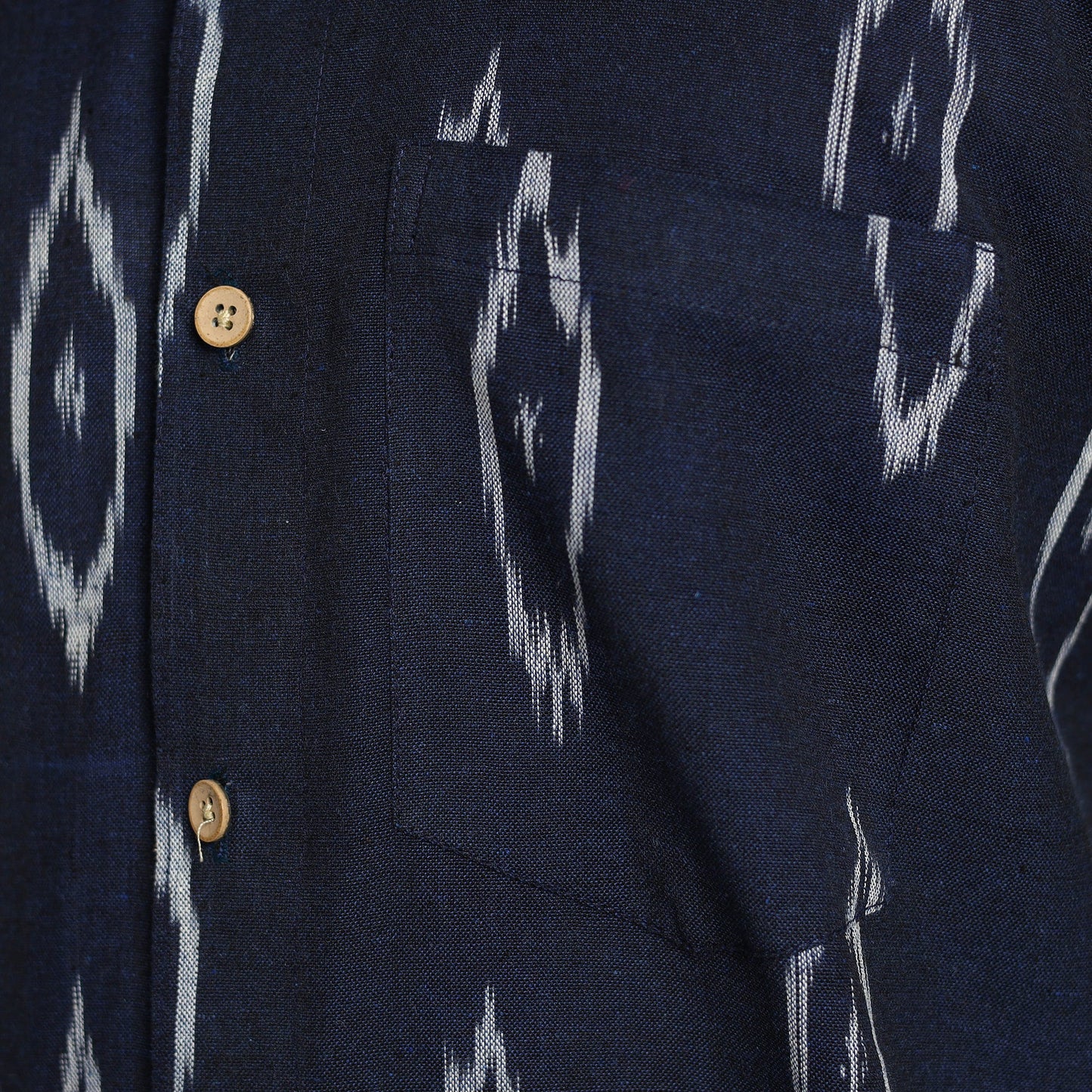 Blue - Pochampally Ikat Weave Cotton Men Full Sleeve Shirt 21