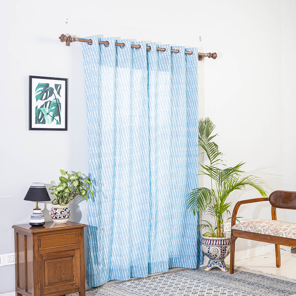 Blue - pochampally ikat weave pure cotton fabric door