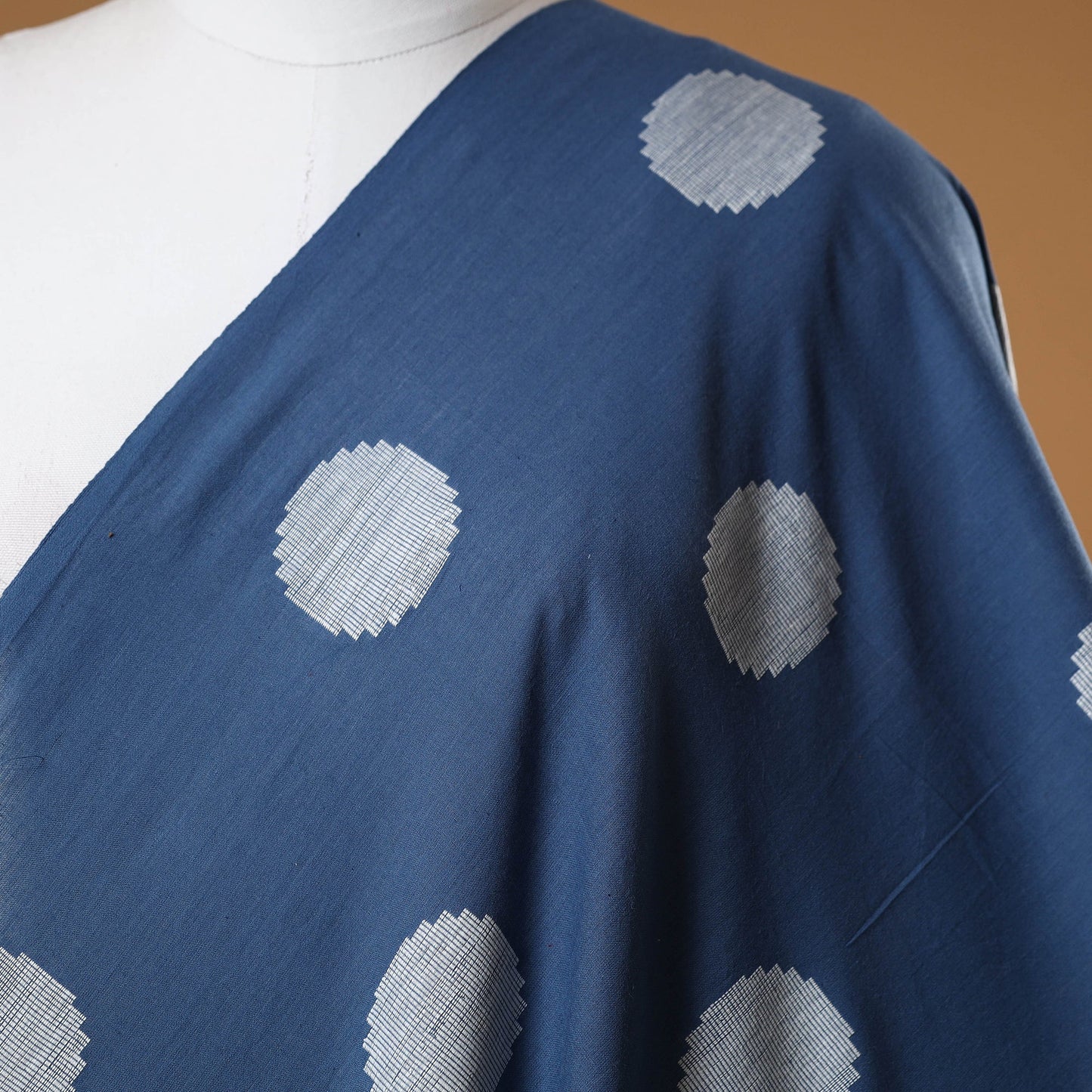 Blue - prewashed cotton jacquard fabric 01 - handcrafted