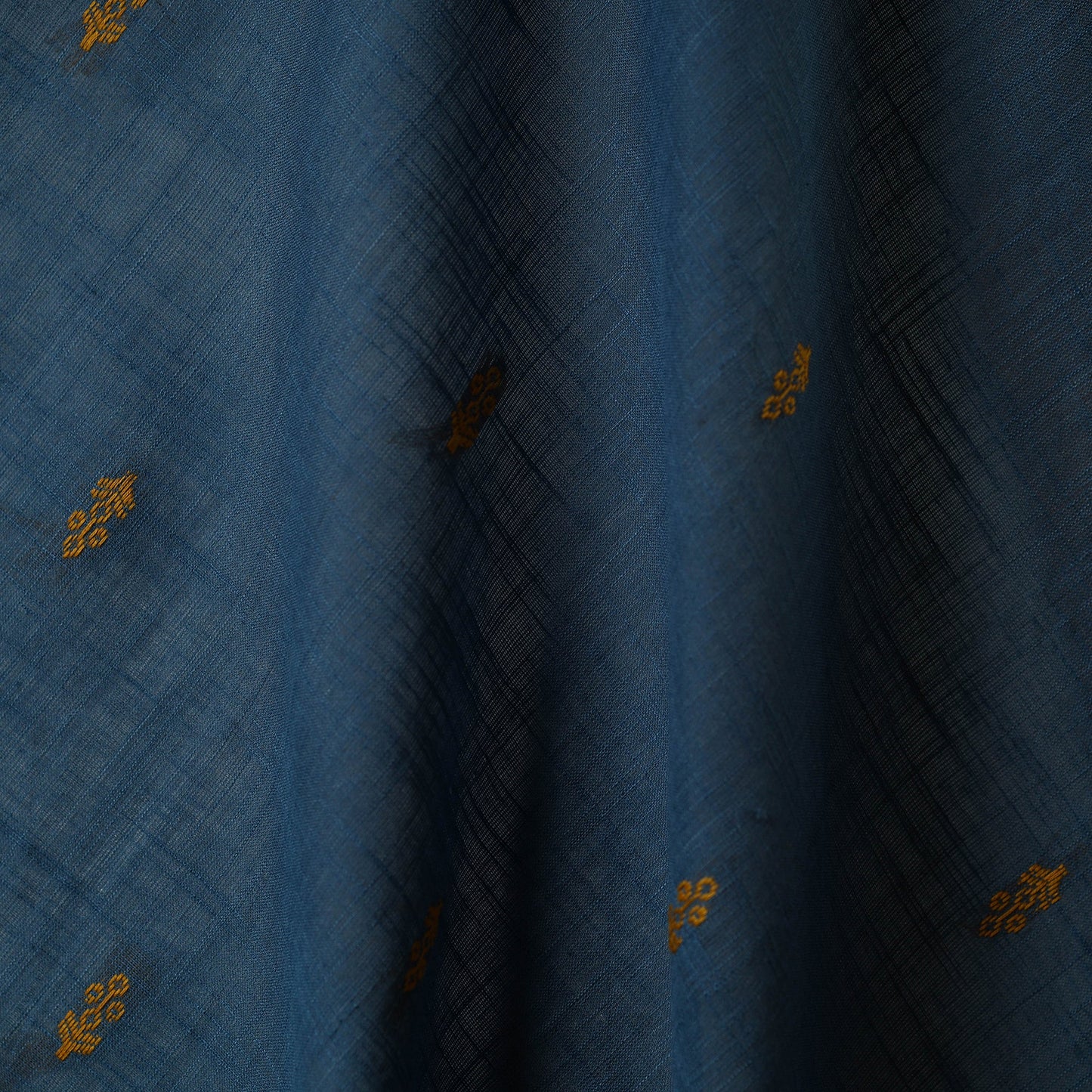 Blue - prewashed cotton jacquard fabric 09 - handcrafted