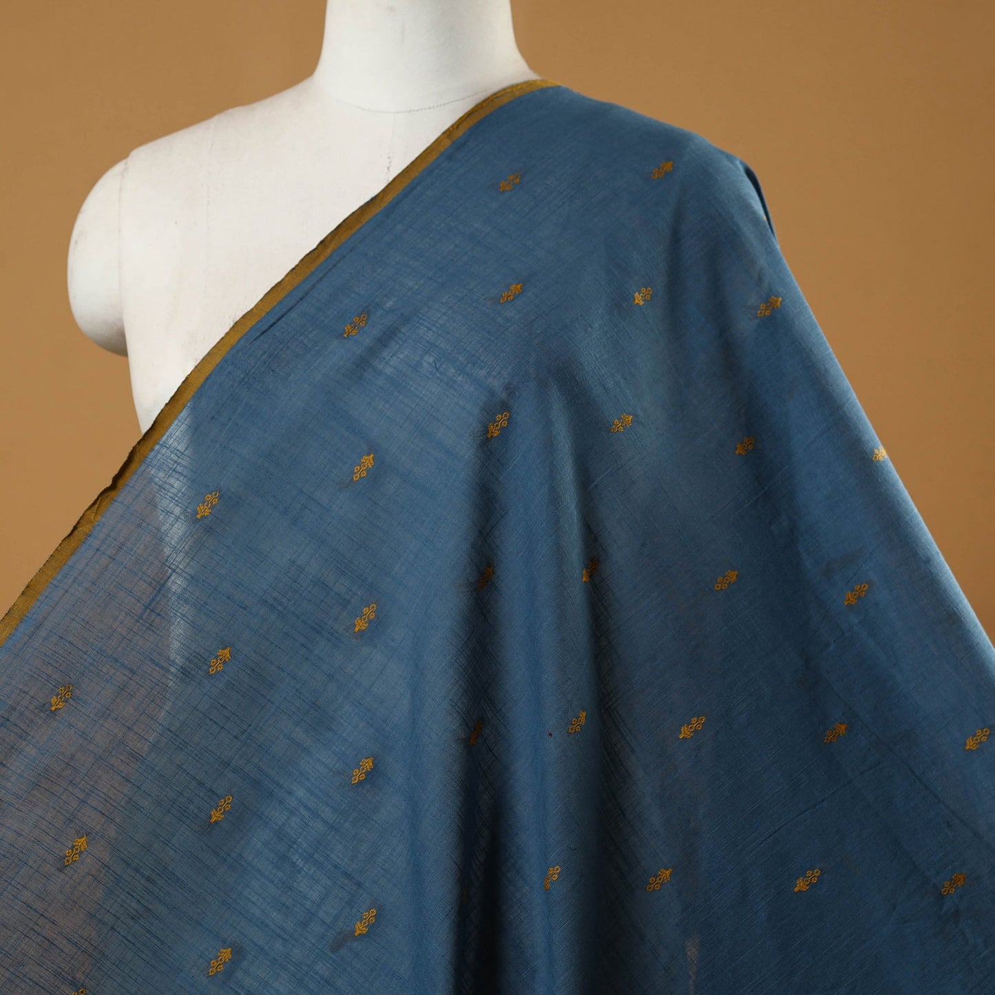 Blue - prewashed cotton jacquard fabric 09 - handcrafted