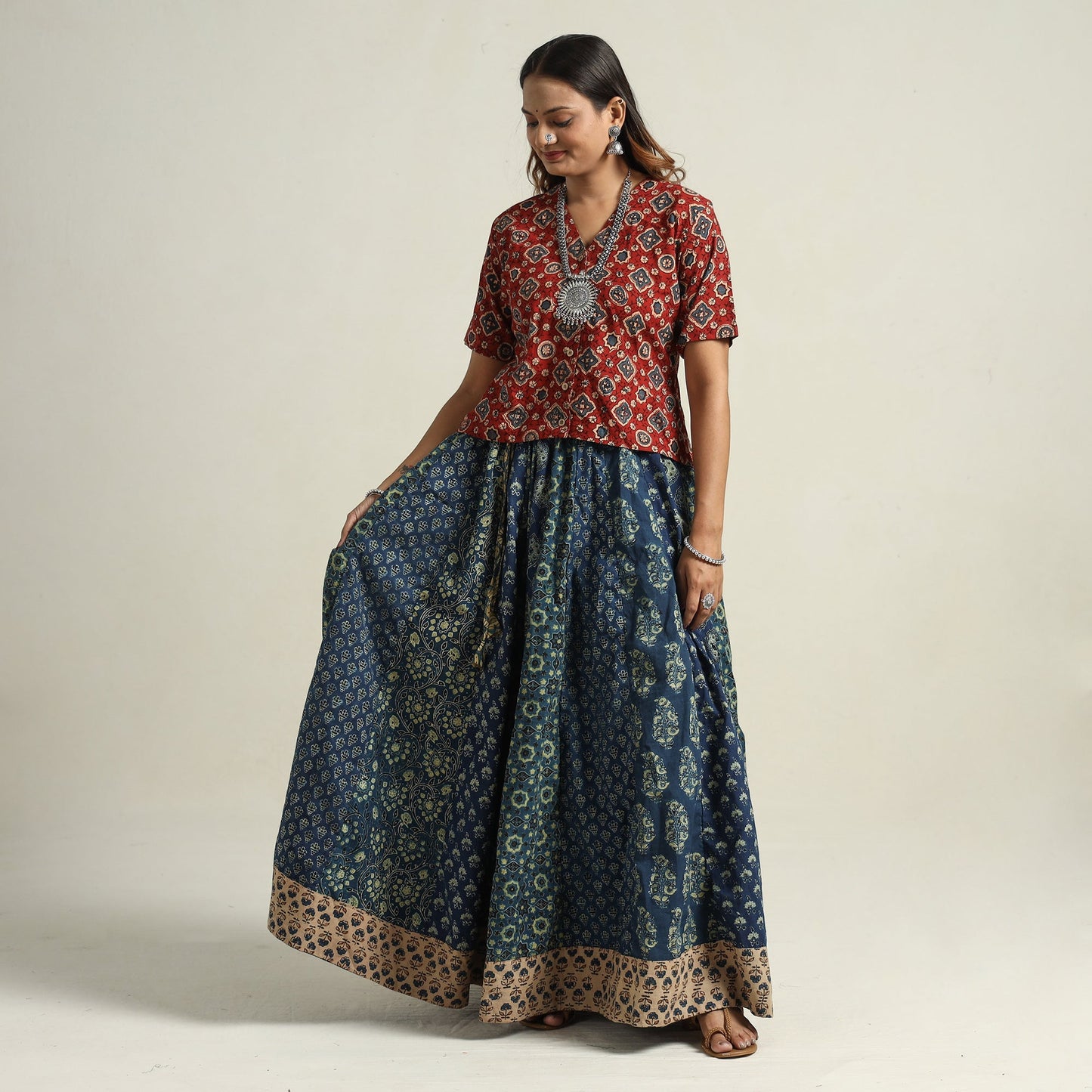 Ajrakh Patchwork Skirt