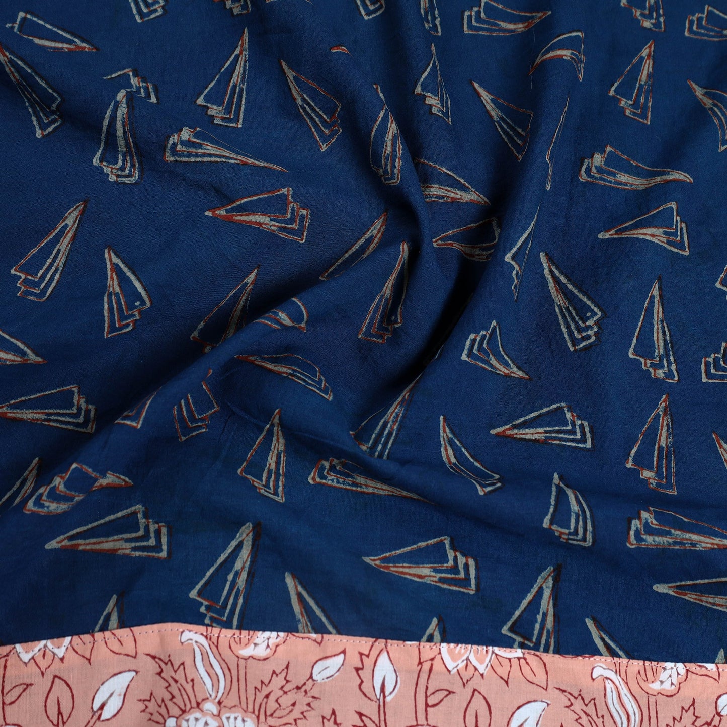 Buy Blue Block Printed Cotton Akola Blouse Piece