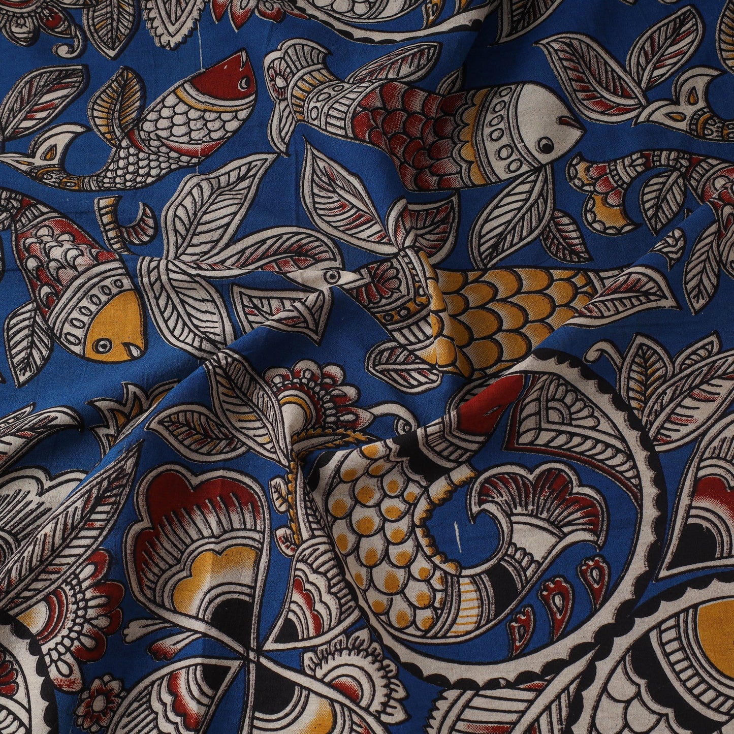 Printed cotton kalamkari fabric 09 - handcrafted