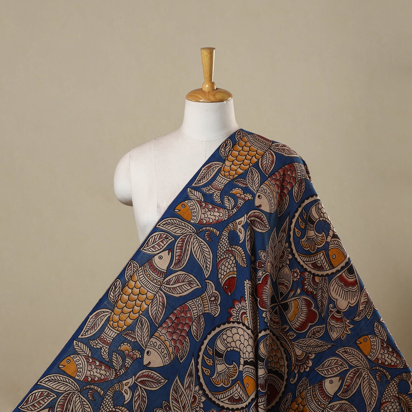 Printed cotton kalamkari fabric 09 - handcrafted