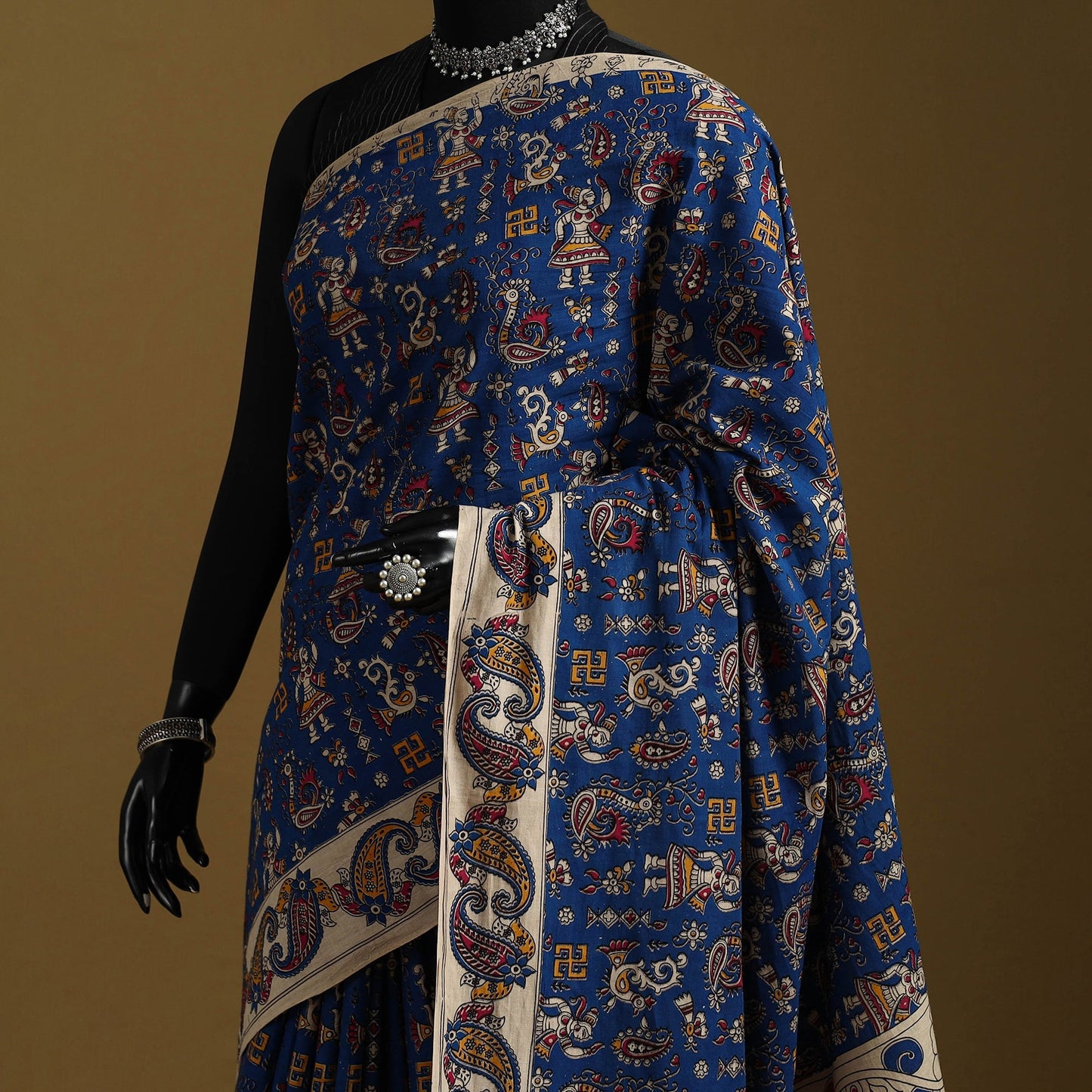 Printed cotton kalamkari saree 26 - handcrafted