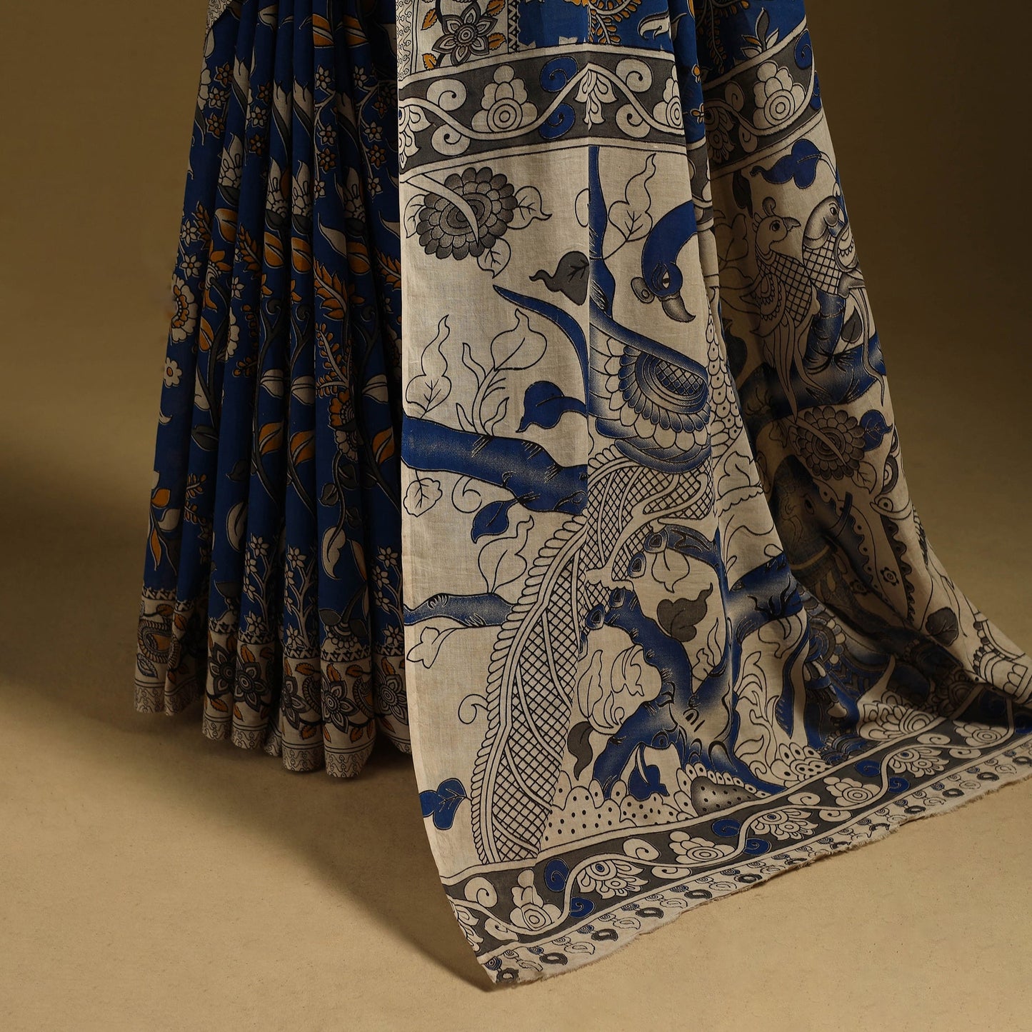 Printed cotton kalamkari saree 34 - handcrafted