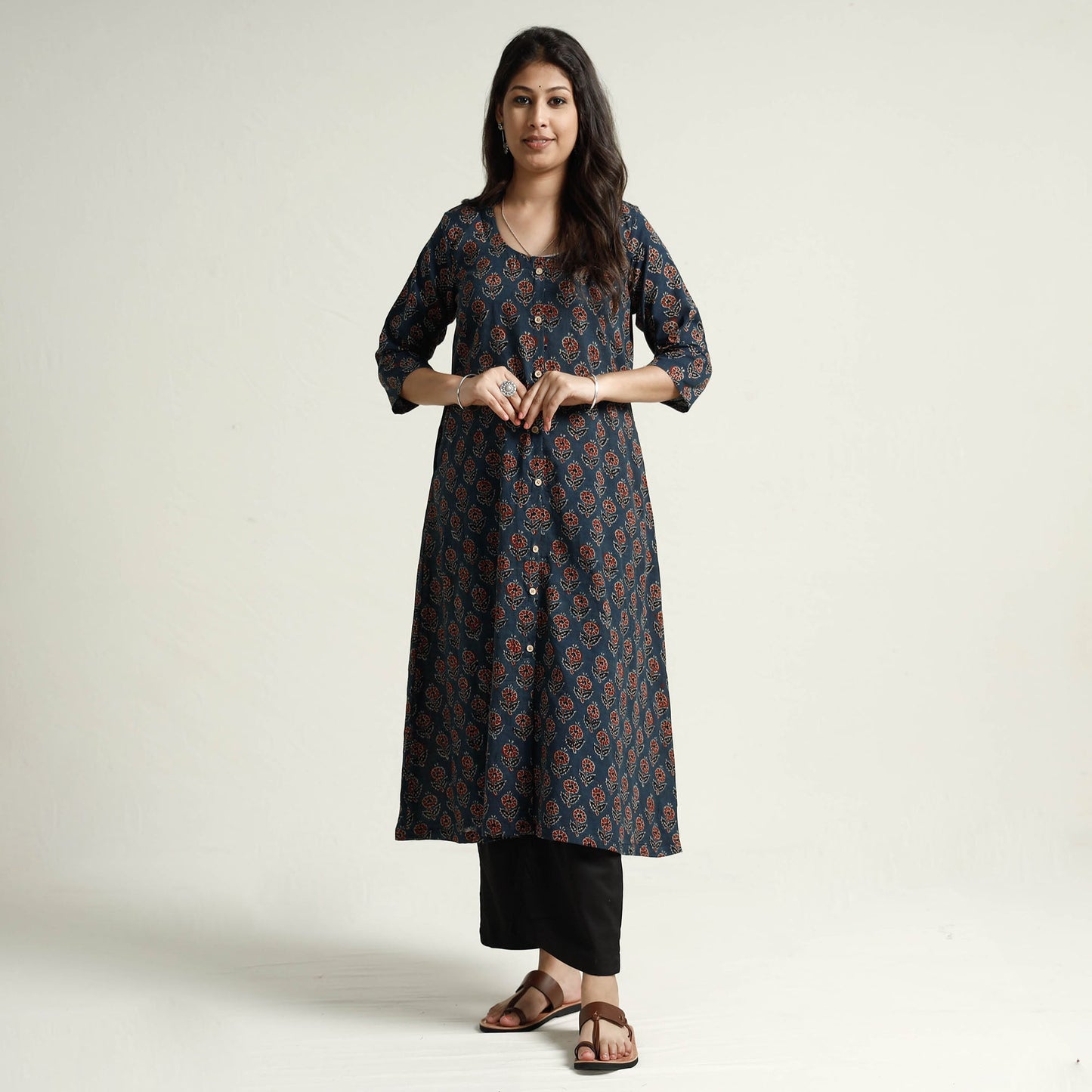 Ajrakh Block Printed Cotton Kurta with Palazzo Set Online at iTokri.com