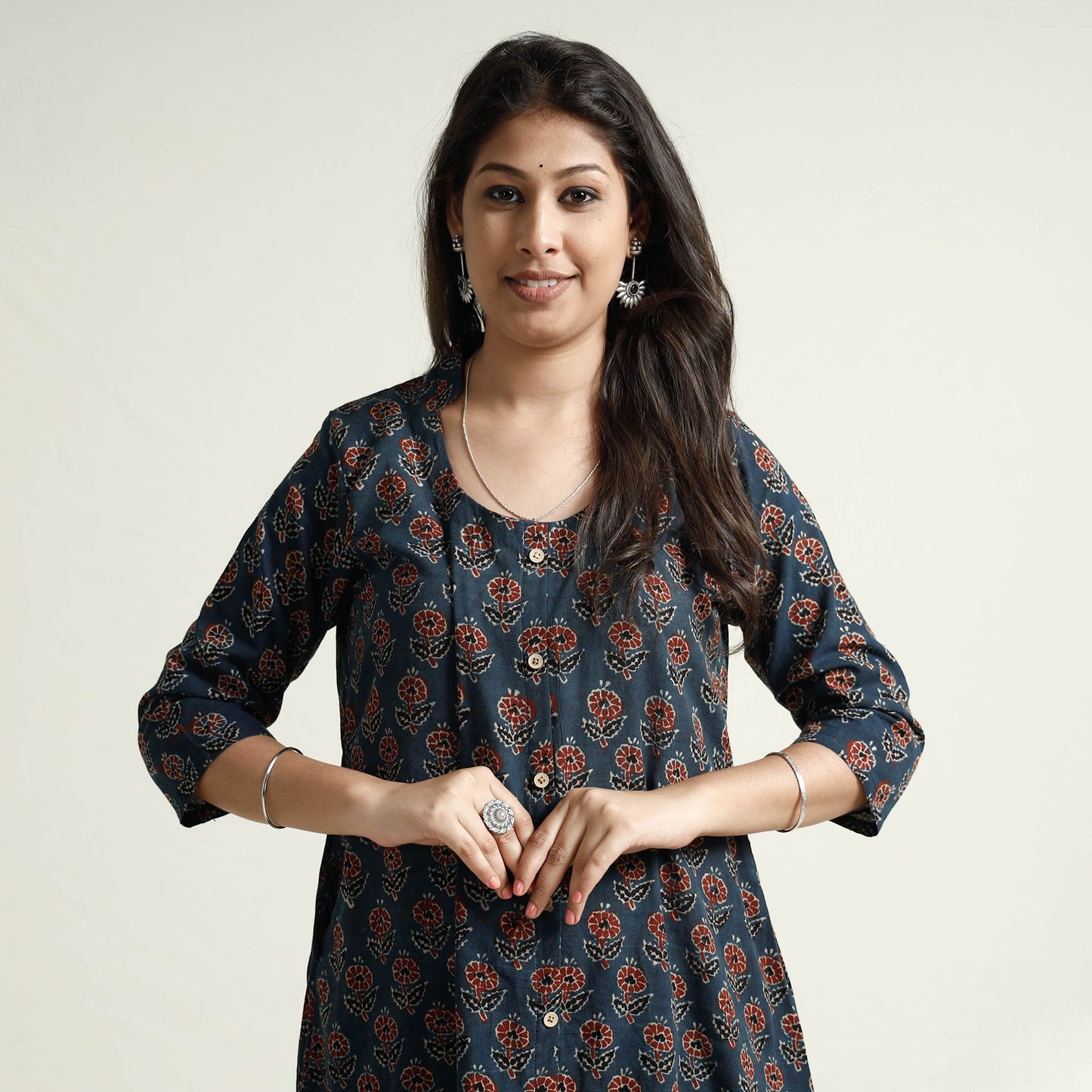 Ajrakh Block Printed Cotton Kurta with Palazzo Set Online at iTokri.com