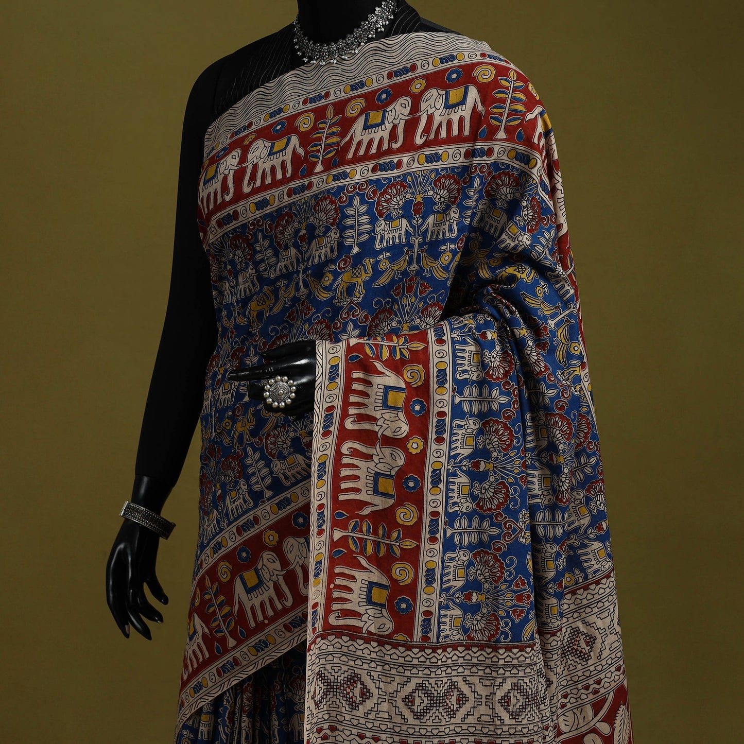 Printed cotton nellore kalamkari saree 28 - handcrafted