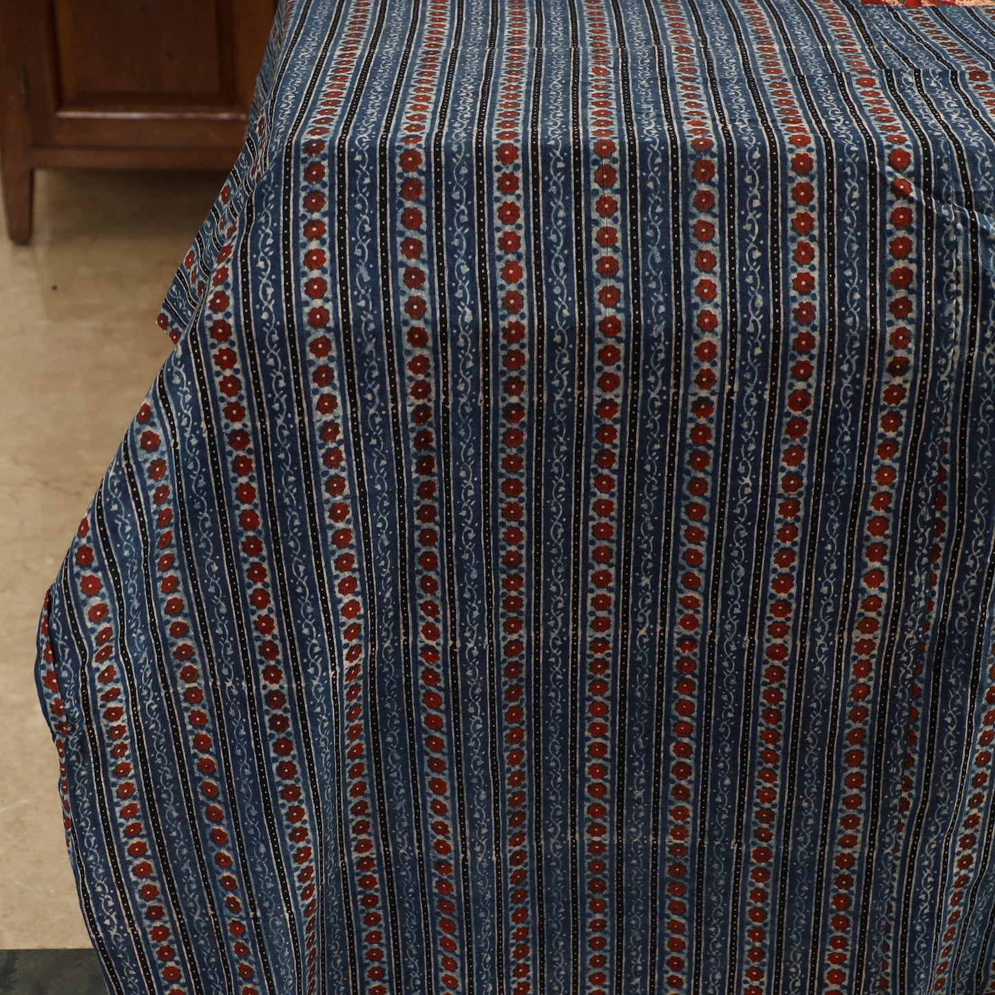 Ajrakh Block Printed Patchwork Cotton Double Bed Cover with Pillow Covers