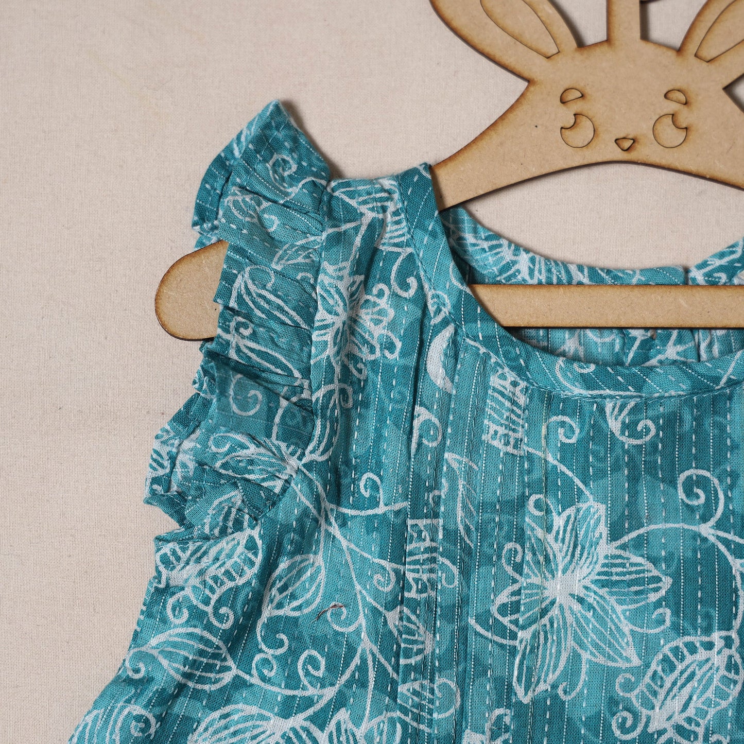 Blue - pure cotton baby girls floral top & shorts (6-12