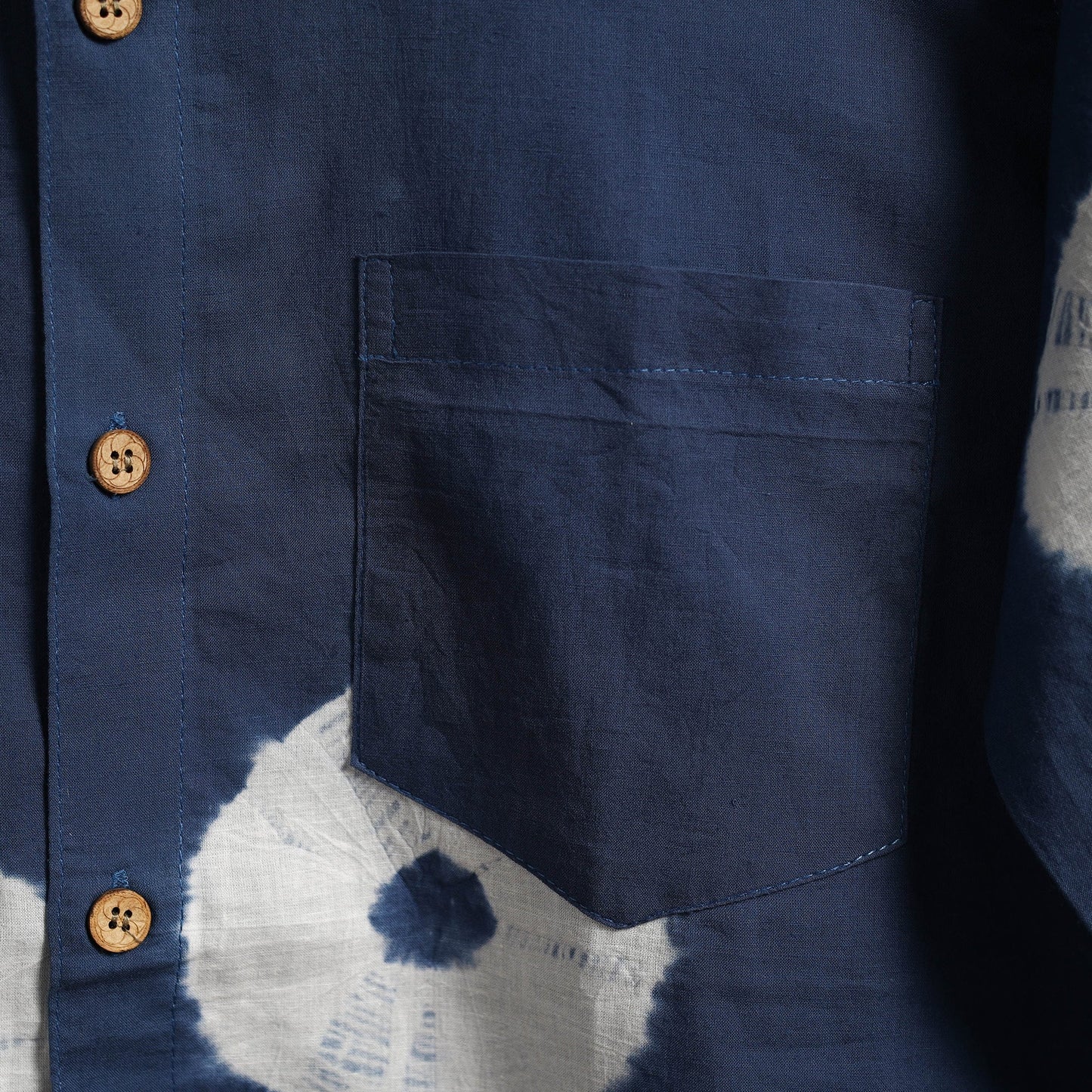Blue - pure cotton full sleeve tie-dye men shibori shirt 08