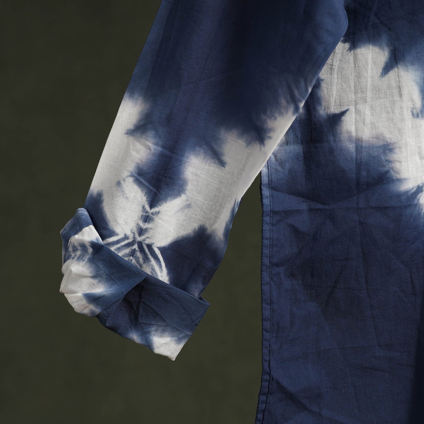 Blue & white - pure cotton full sleeve tie-dye men shibori