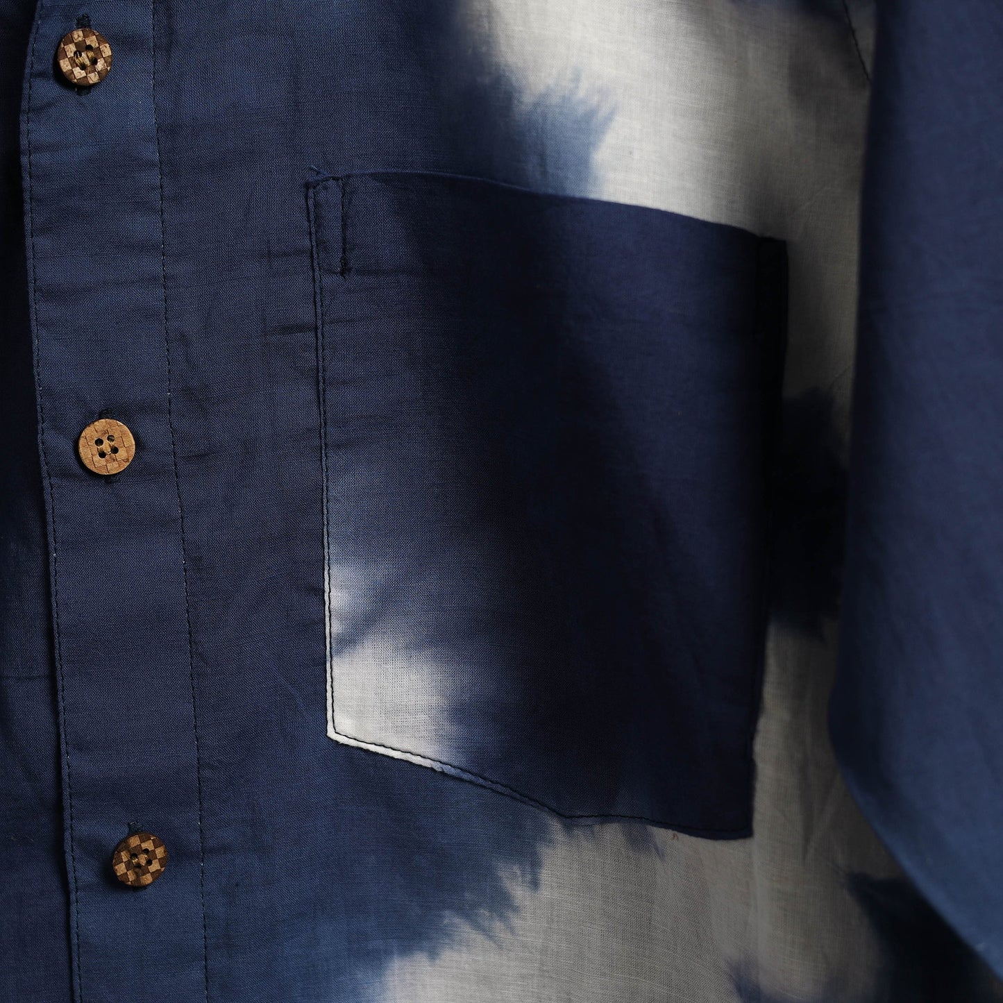 Blue & white - pure cotton full sleeve tie-dye men shibori