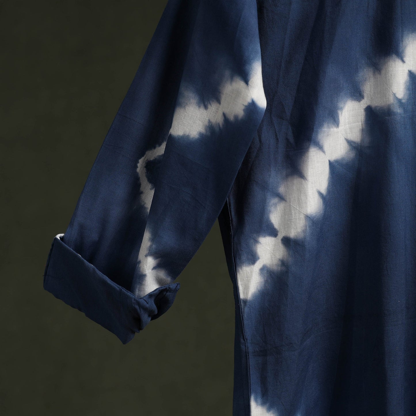 Blue - pure cotton full sleeve tie-dye men shibori shirt 29