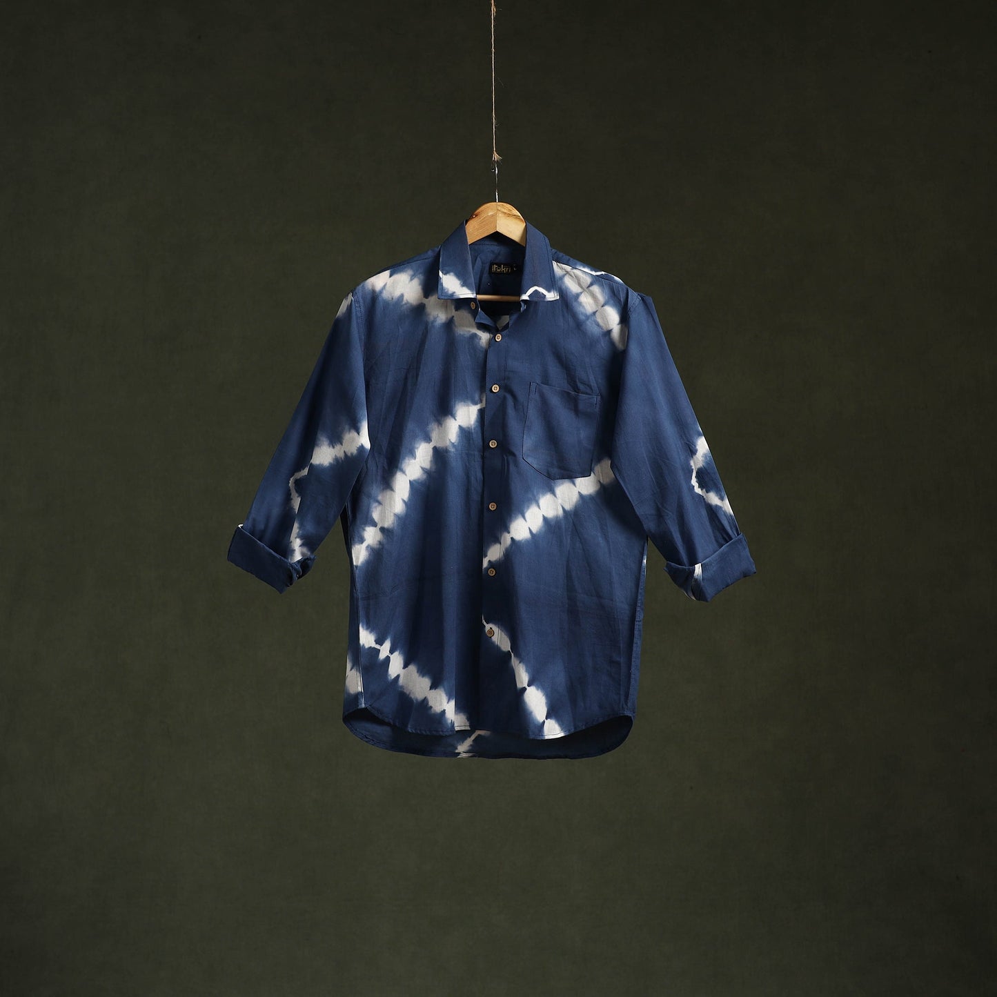 Blue - pure cotton full sleeve tie-dye men shibori shirt 29